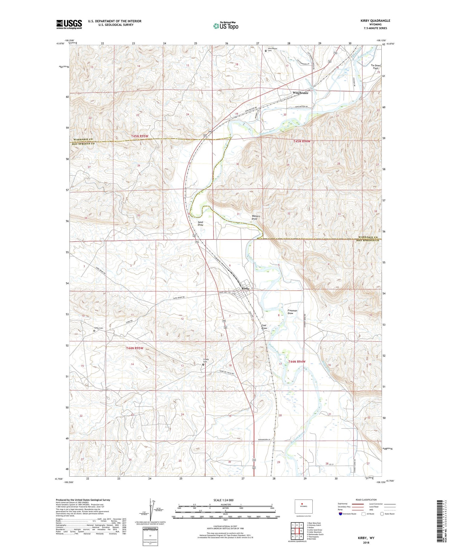 Kirby Wyoming US Topo Map Image