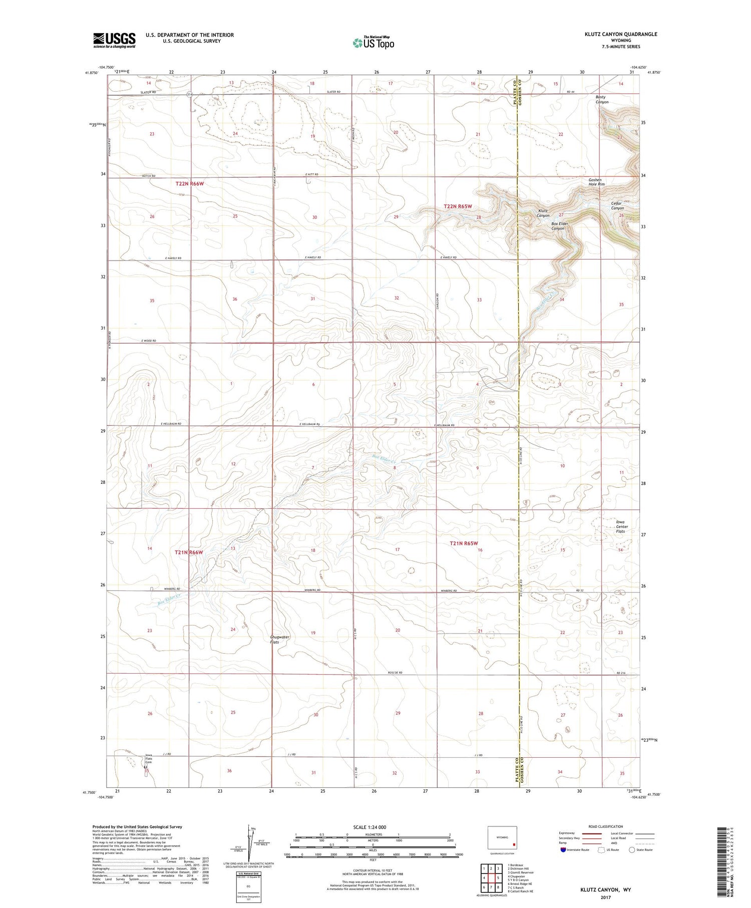 Klutz Canyon Wyoming US Topo Map Image