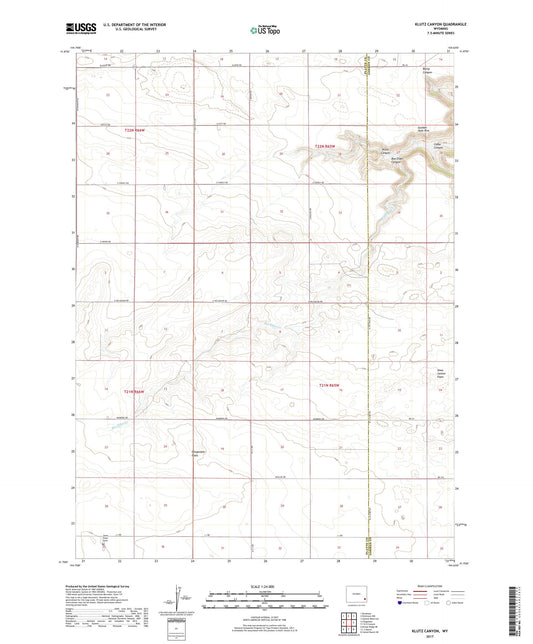 Klutz Canyon Wyoming US Topo Map Image
