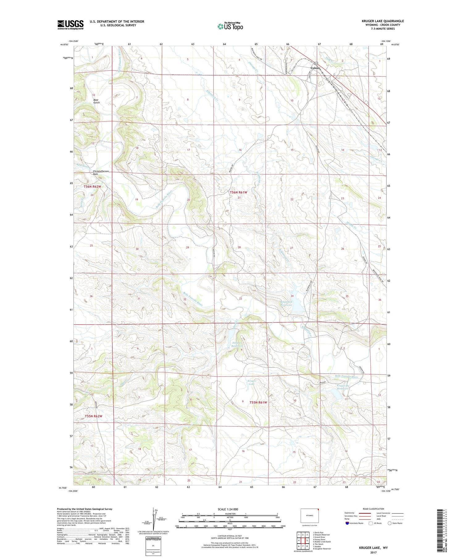 Kruger Lake Wyoming US Topo Map Image