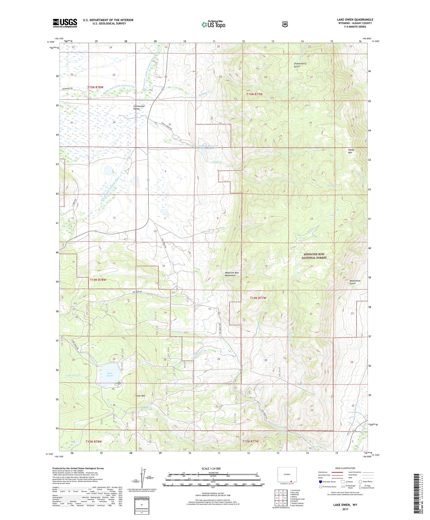 Lake Owen Wyoming US Topo Map Image