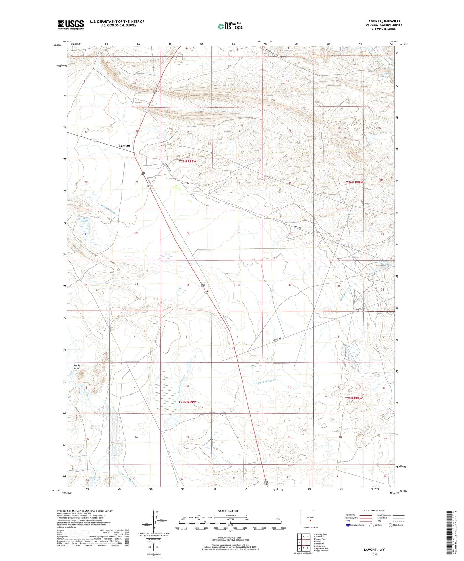 Lamont Wyoming US Topo Map Image
