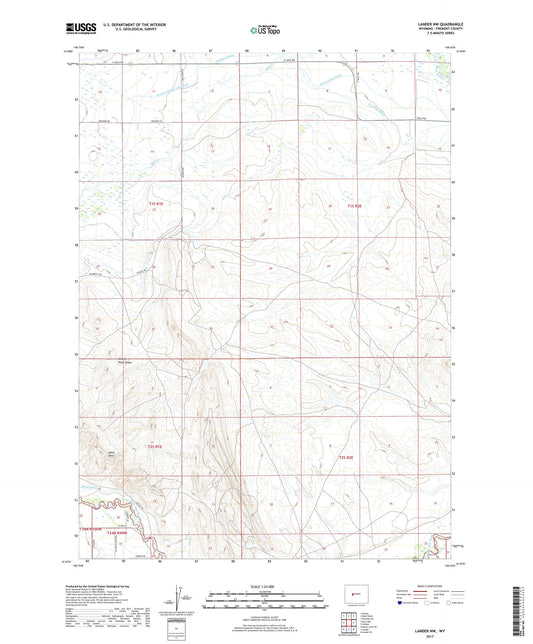 Lander NW Wyoming US Topo Map Image