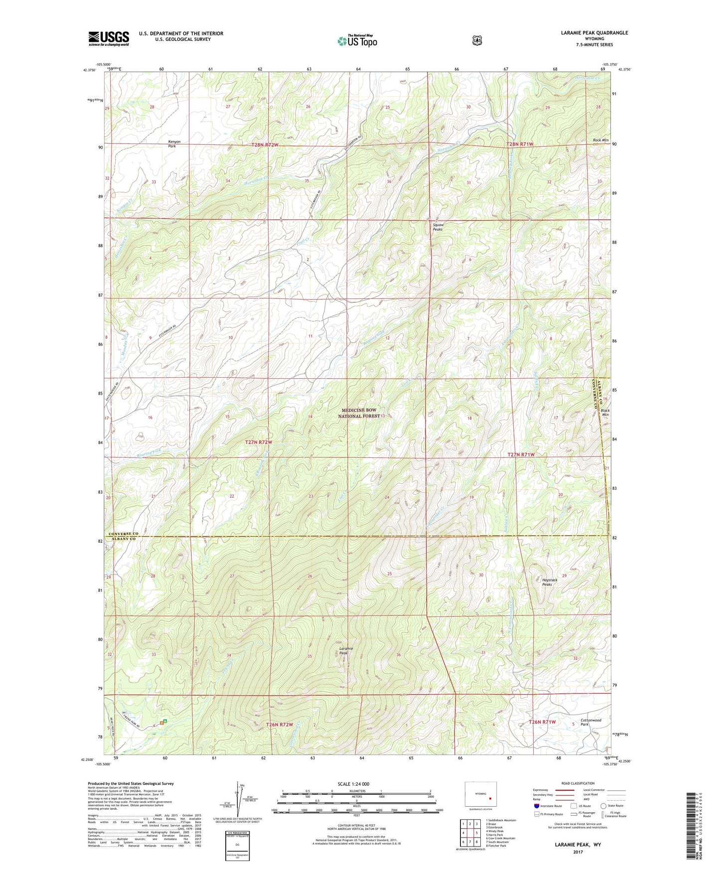 Laramie Peak Wyoming US Topo Map Image