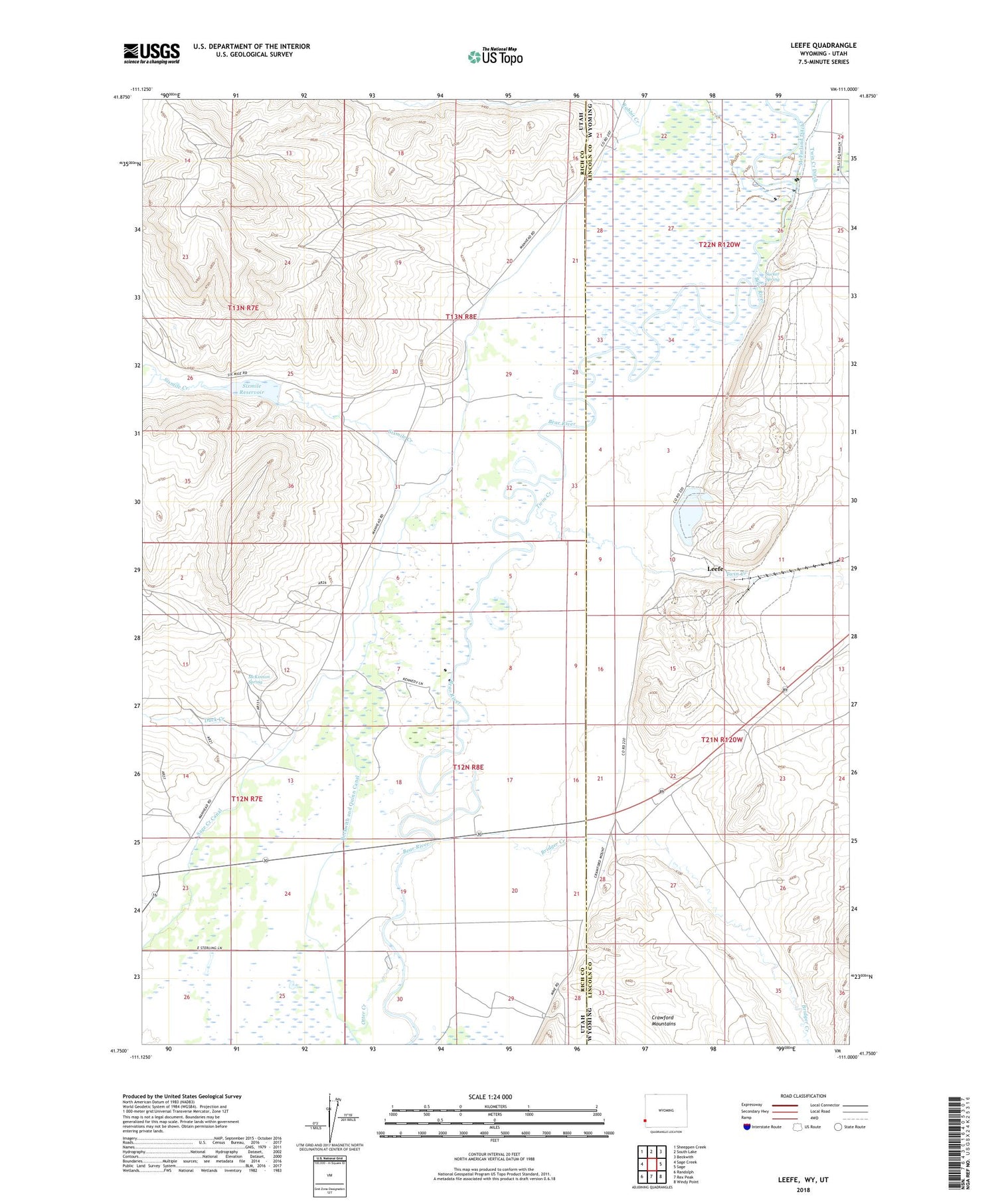 Leefe Wyoming US Topo Map Image