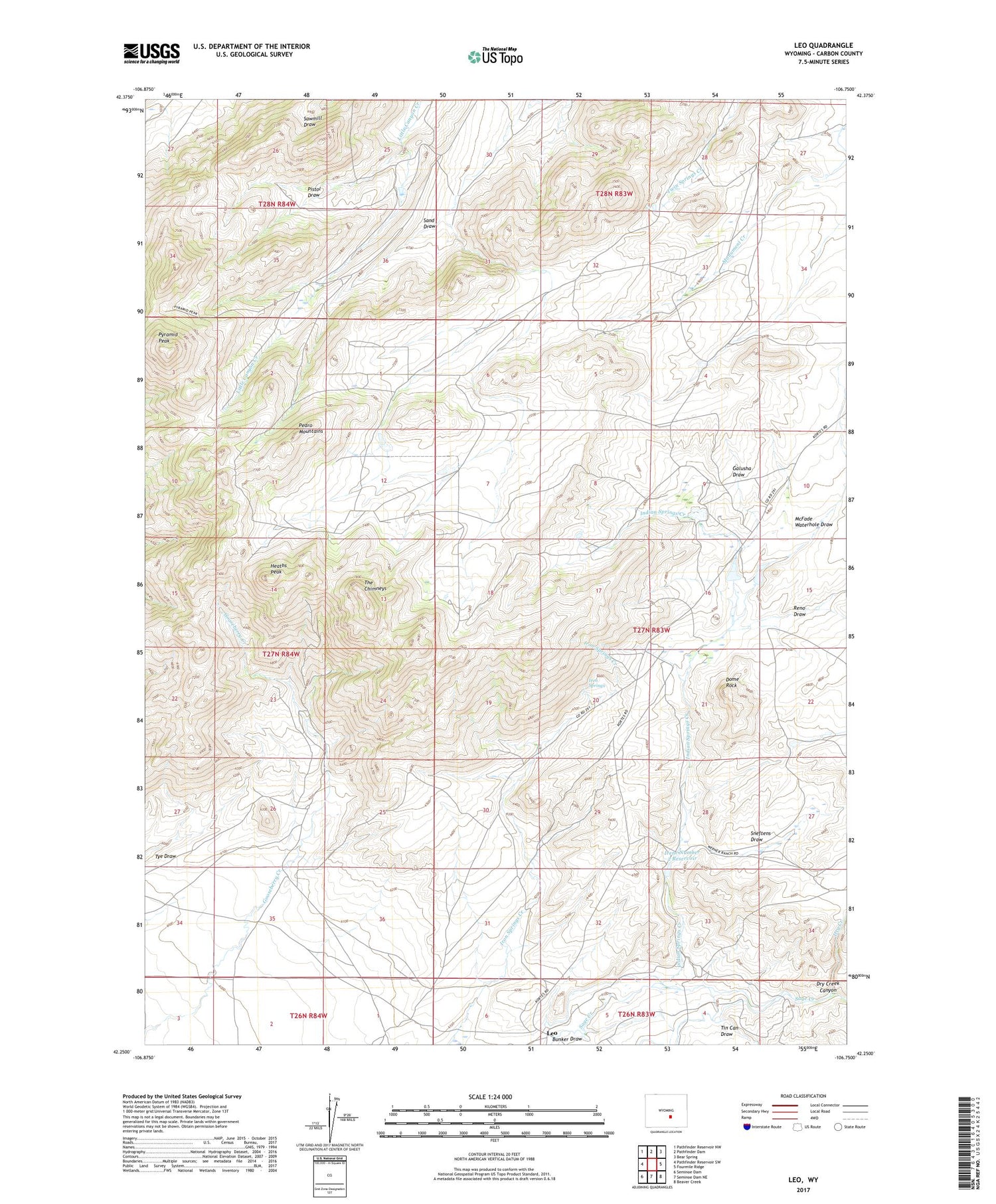 Leo Wyoming US Topo Map Image
