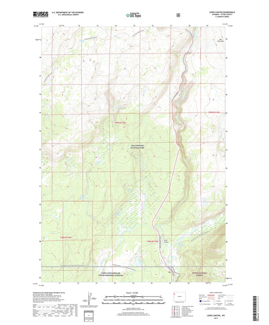 Lewis Canyon Wyoming US Topo Map Image