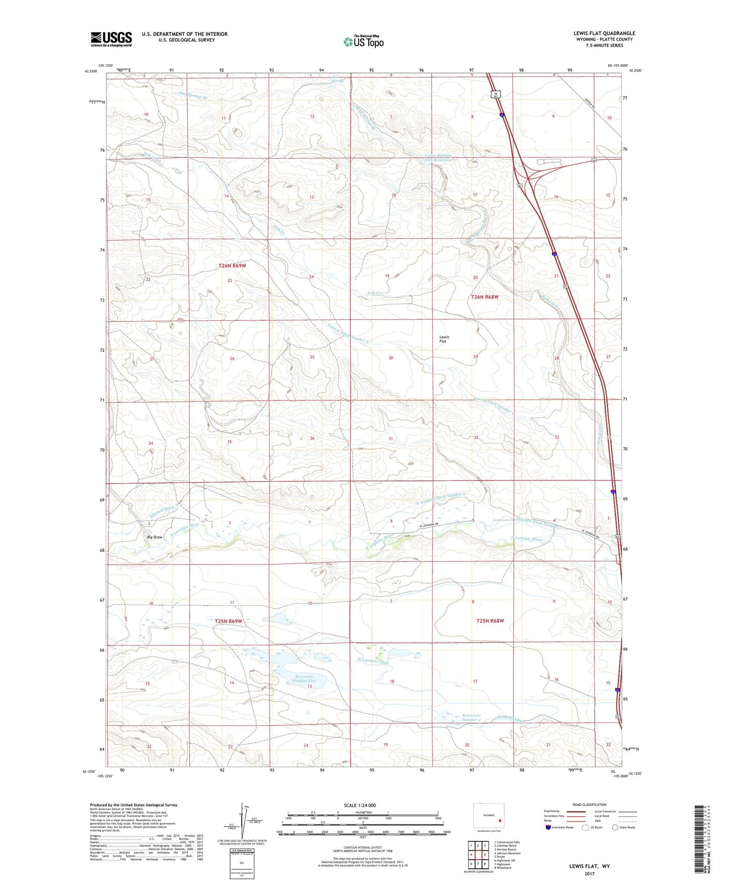 Lewis Flat Wyoming US Topo Map Image