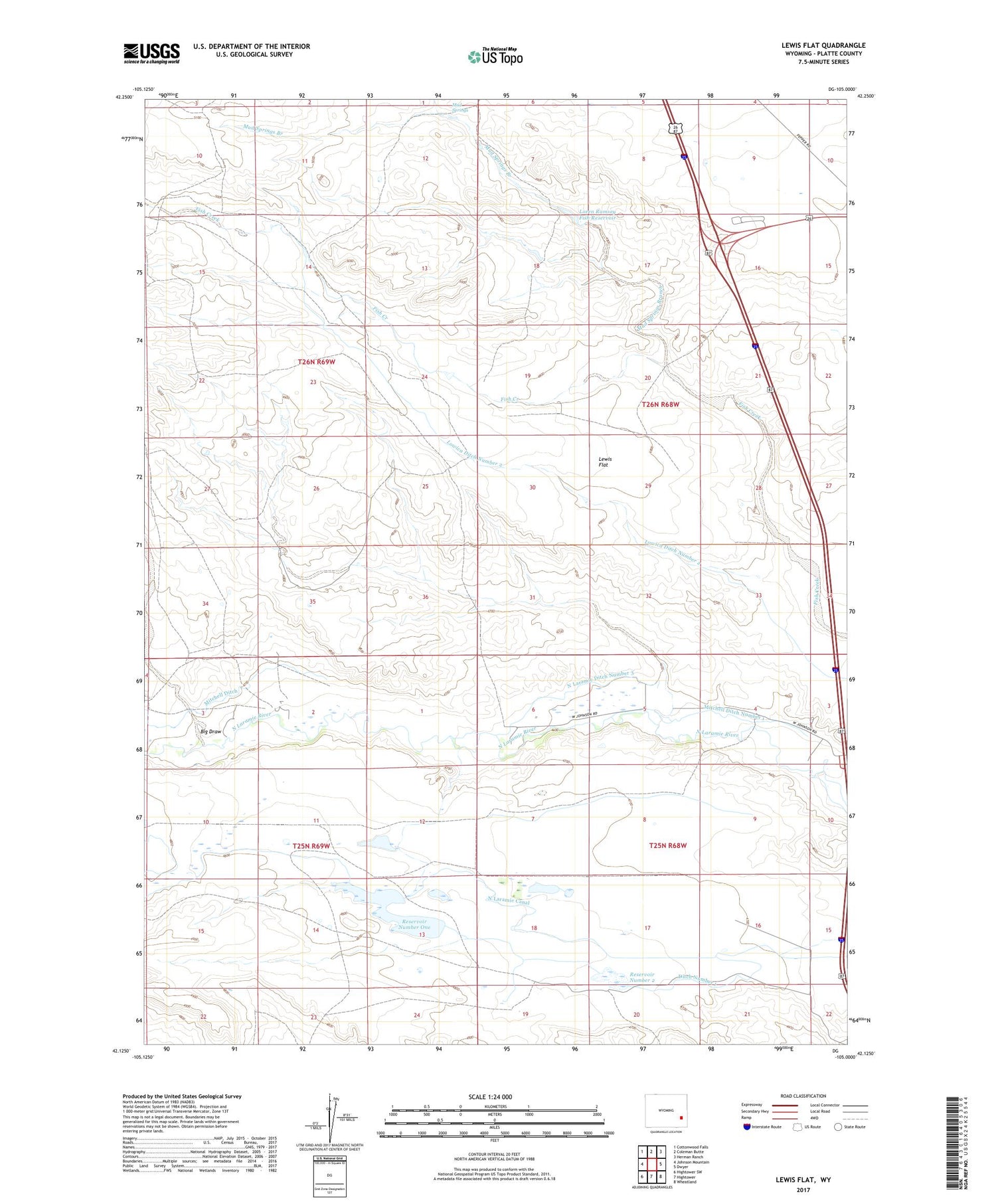 Lewis Flat Wyoming US Topo Map Image