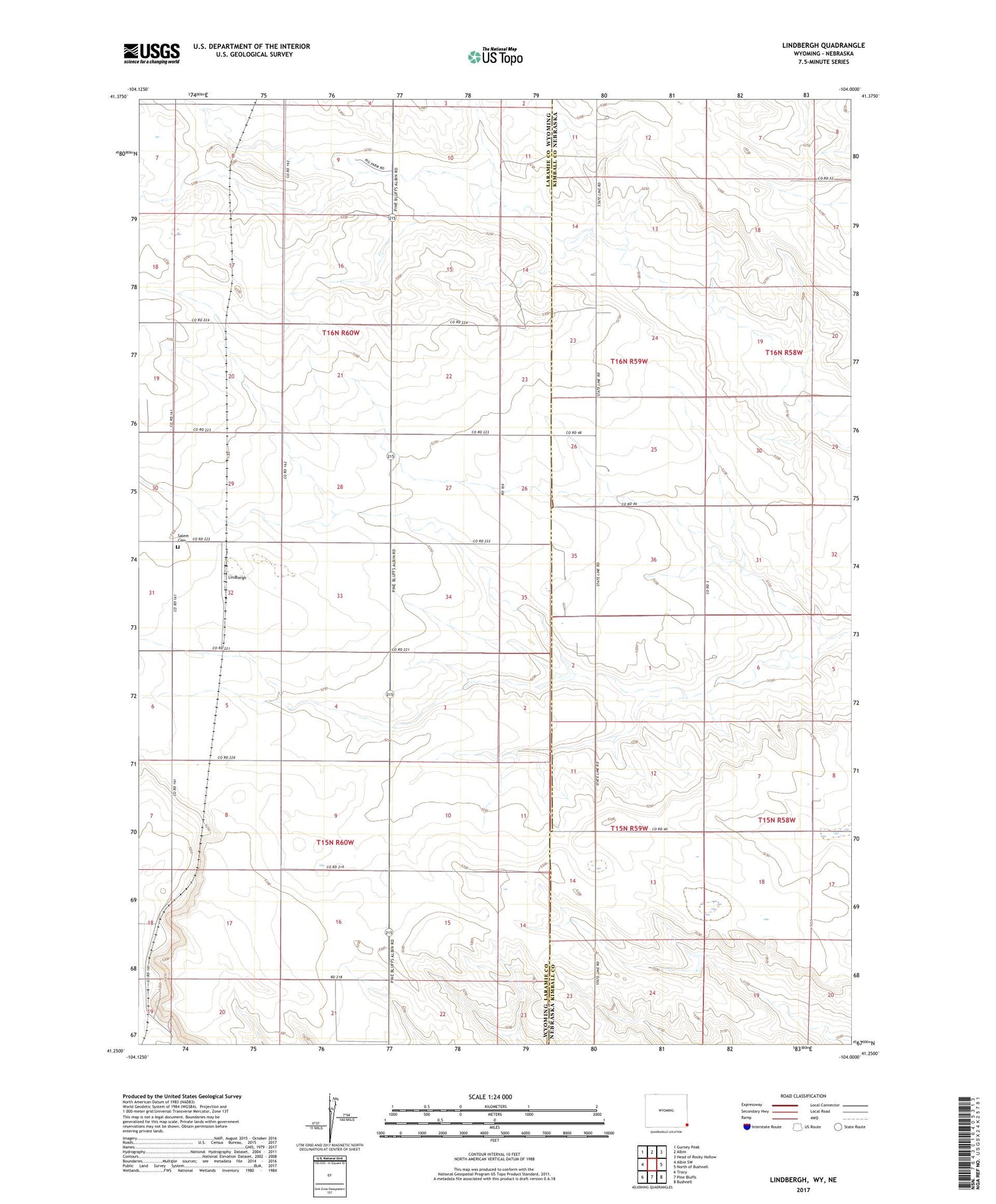 Lindbergh Wyoming US Topo Map Image