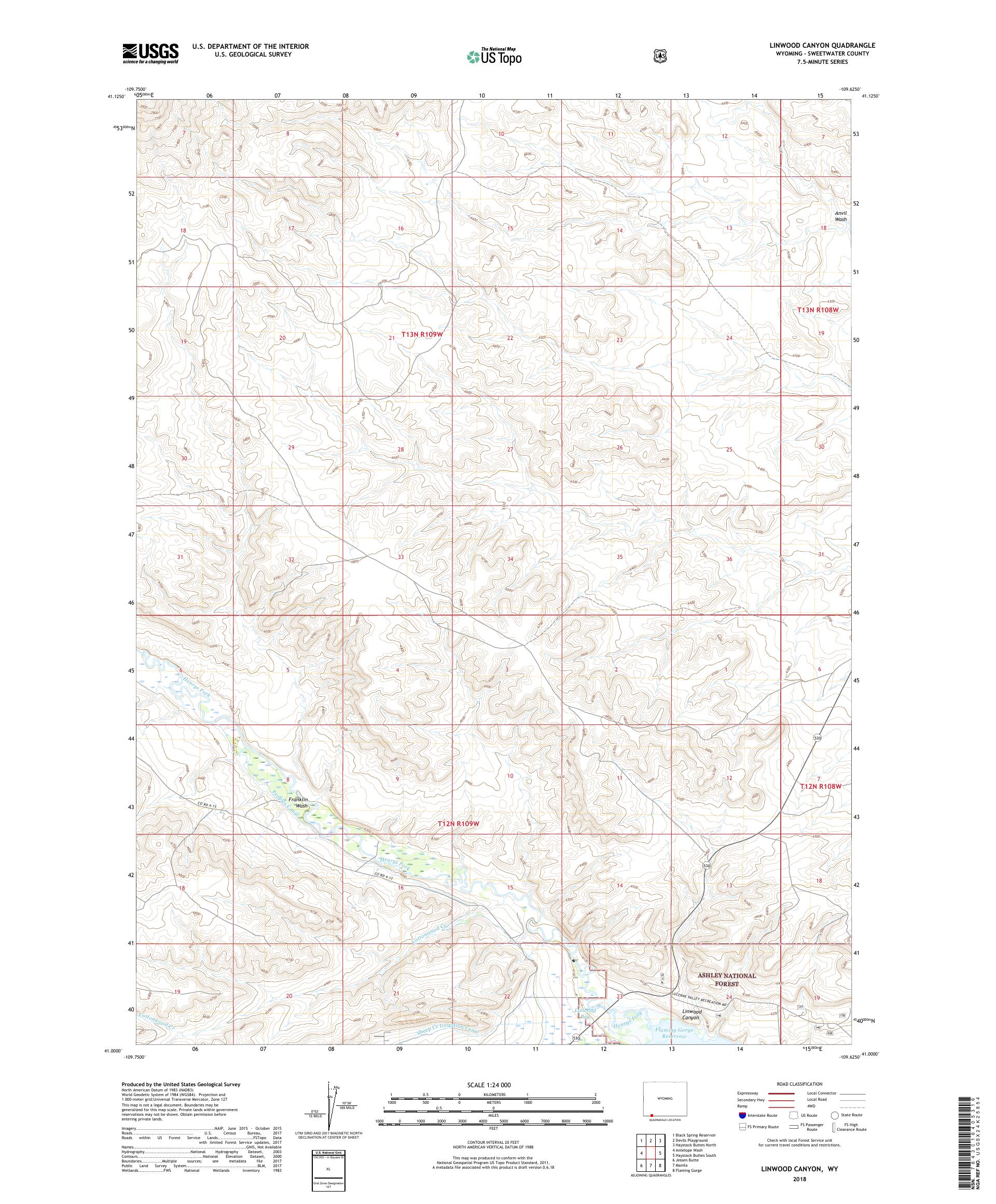 Linwood Canyon Wyoming US Topo Map – MyTopo Map Store