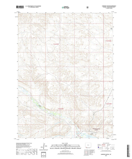 Linwood Canyon Wyoming US Topo Map Image