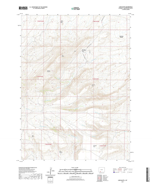 Lion Bluffs Wyoming US Topo Map Image