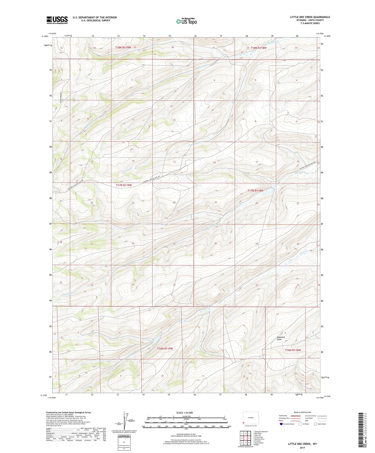 Little Dee Creek Wyoming US Topo Map Image
