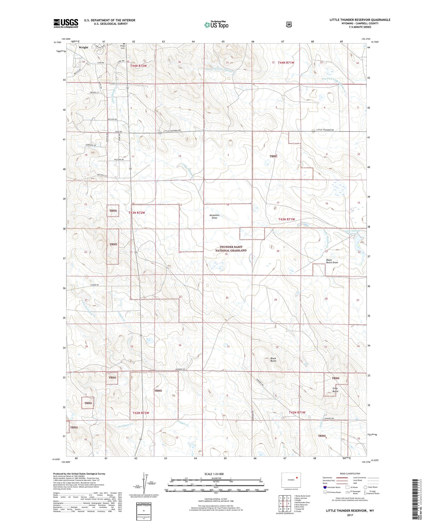 Little Thunder Reservoir Wyoming US Topo Map Image