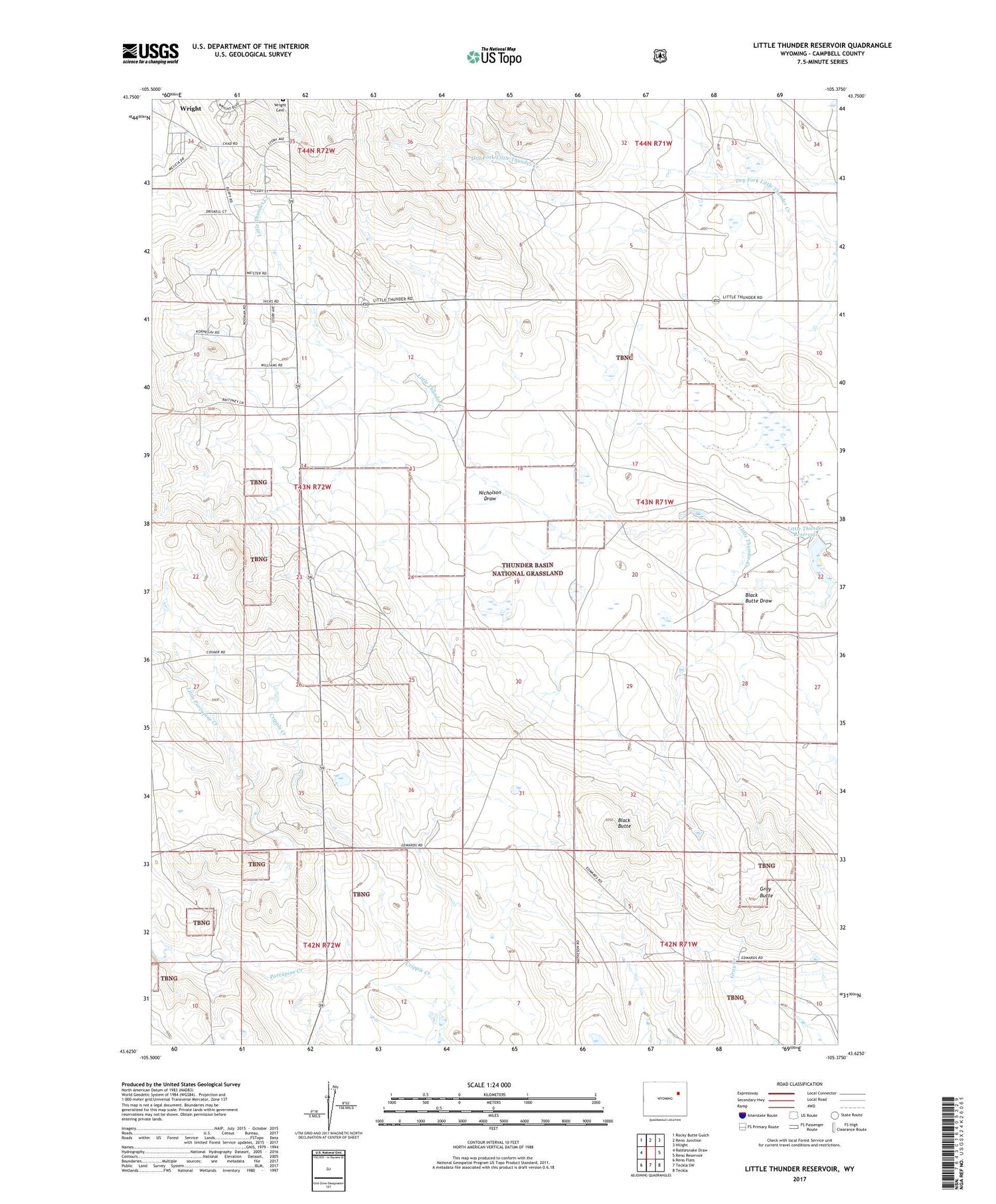 Little Thunder Reservoir Wyoming US Topo Map Image