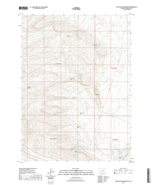 Lone Haystack Mountain Wyoming US Topo Map Image