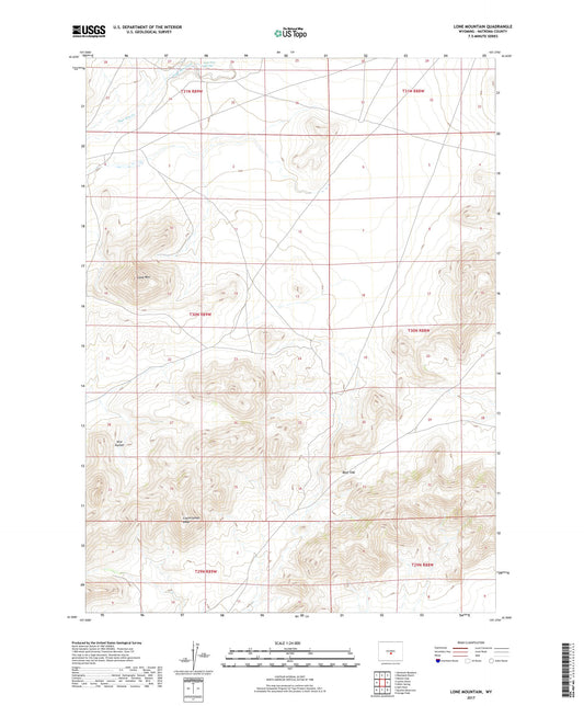 Lone Mountain Wyoming US Topo Map Image
