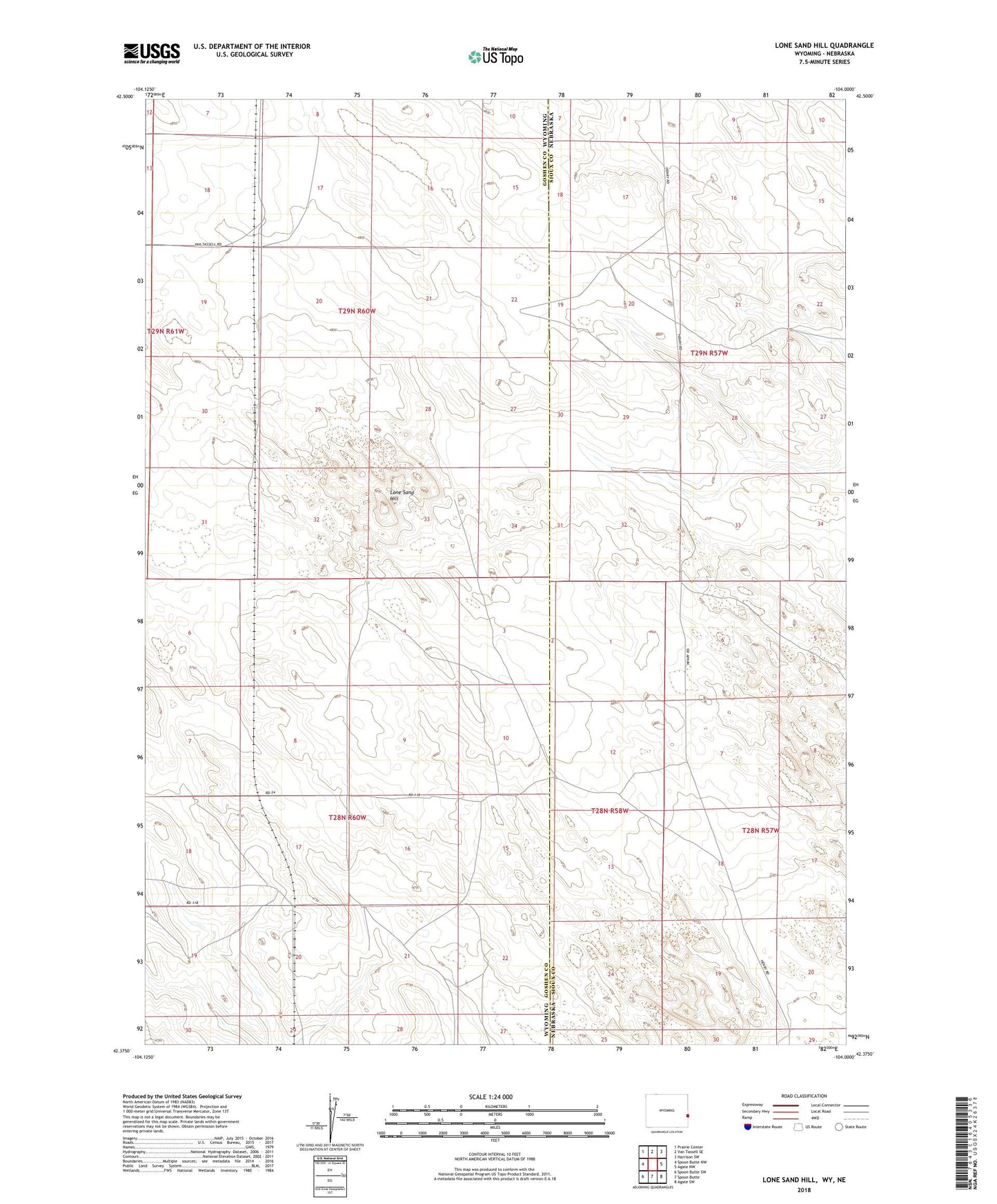 Lone Sand Hill Wyoming US Topo Map Image