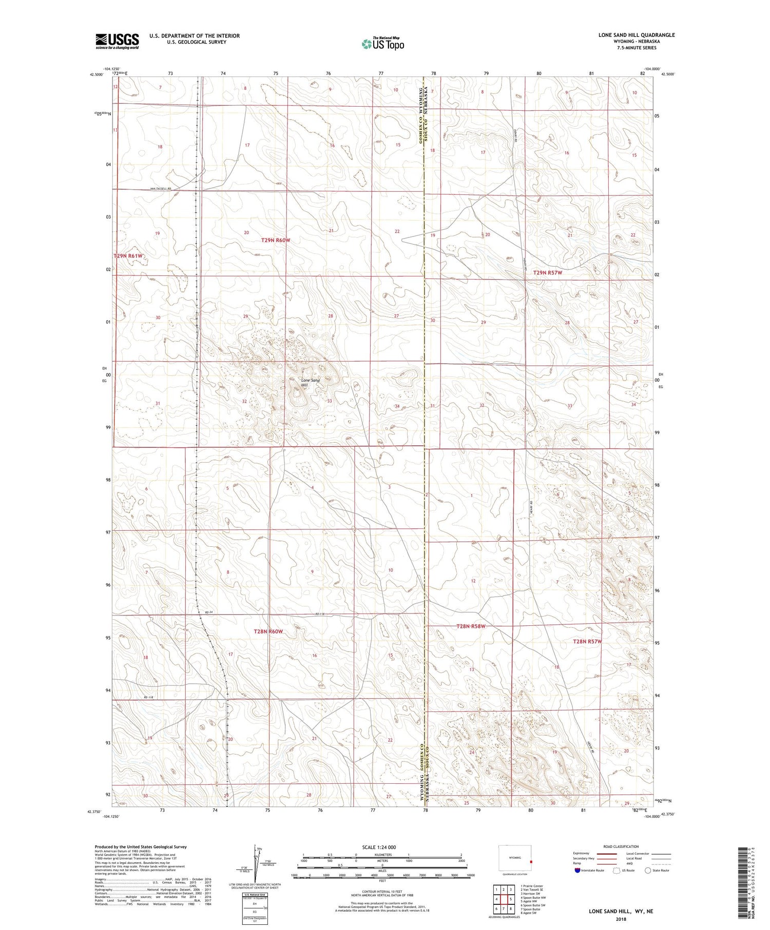 Lone Sand Hill Wyoming US Topo Map Image