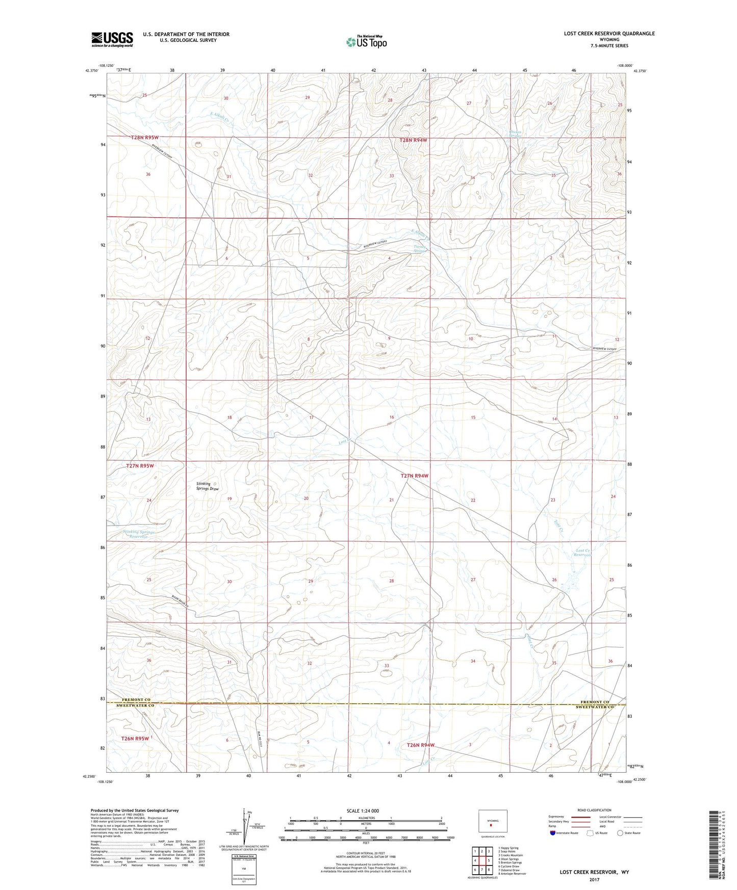 Lost Creek Reservoir Wyoming US Topo Map Image