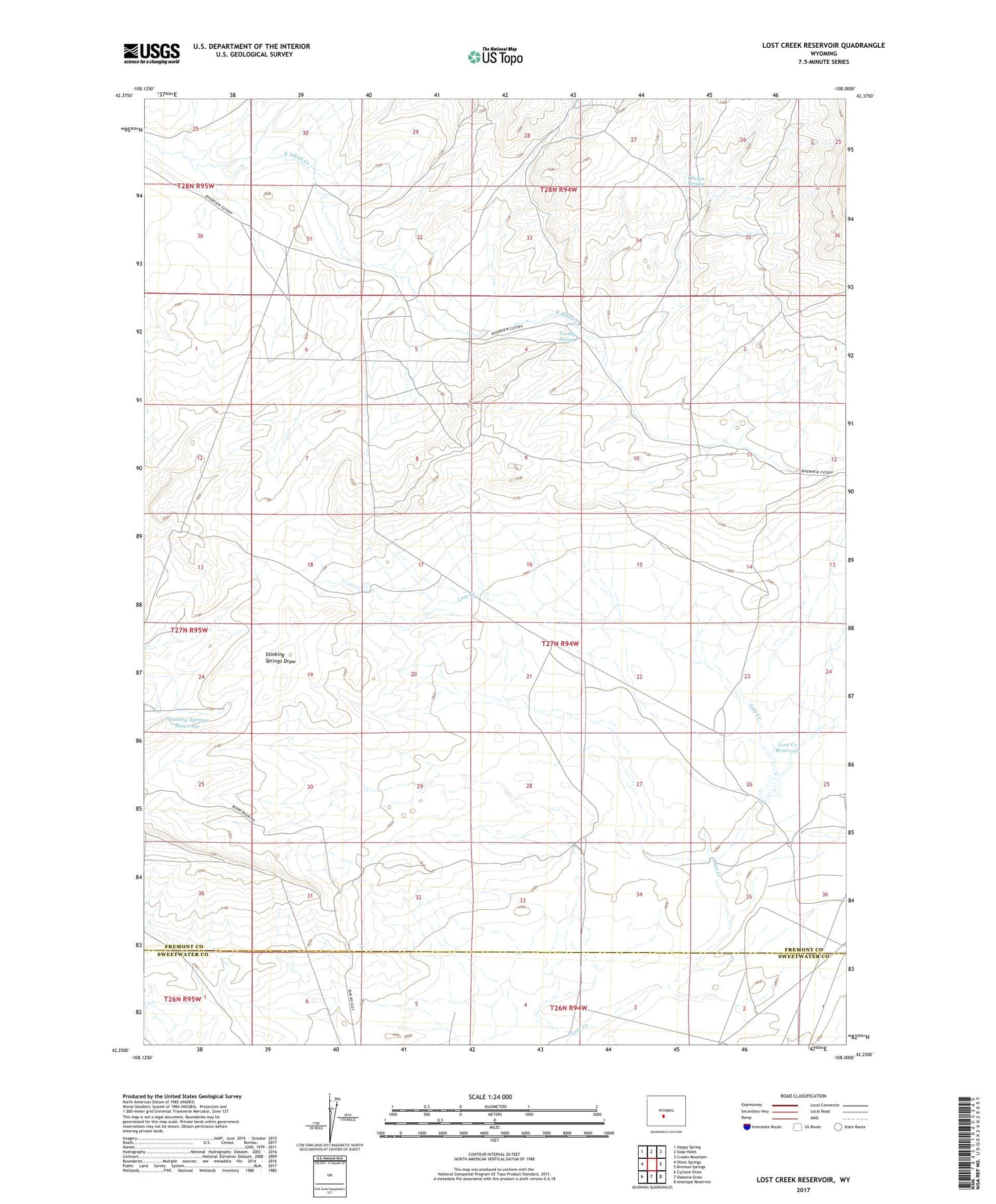Lost Creek Reservoir Wyoming US Topo Map Image