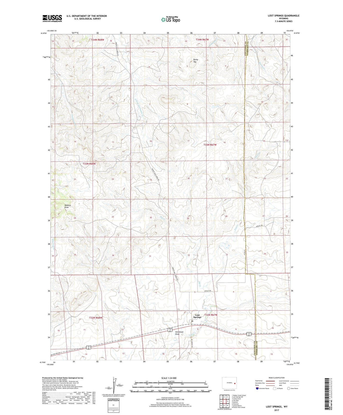 Lost Springs Wyoming US Topo Map Image