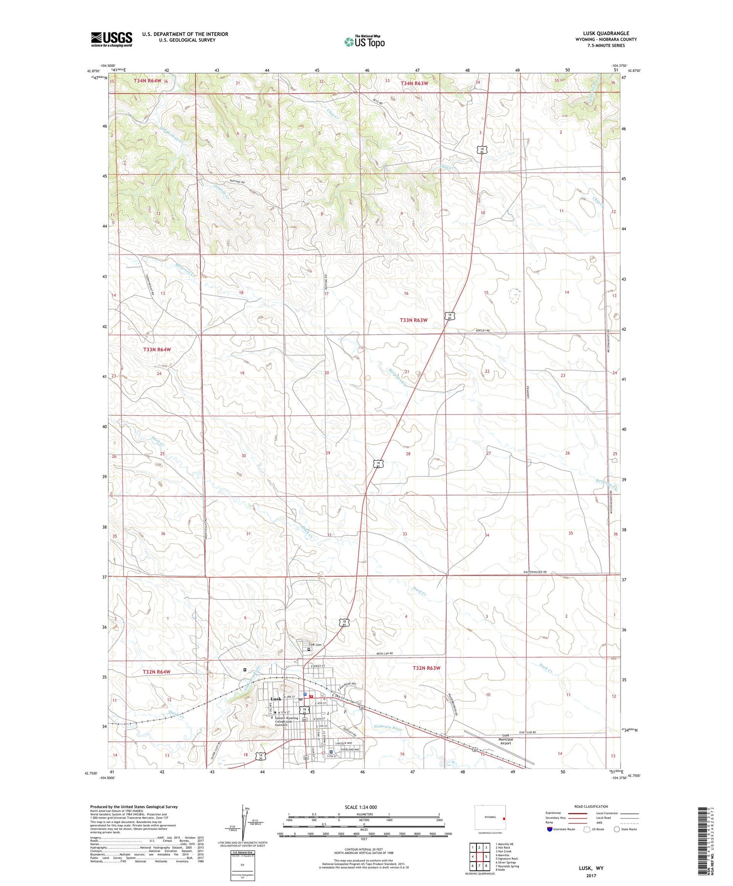 Lusk Wyoming US Topo Map Image