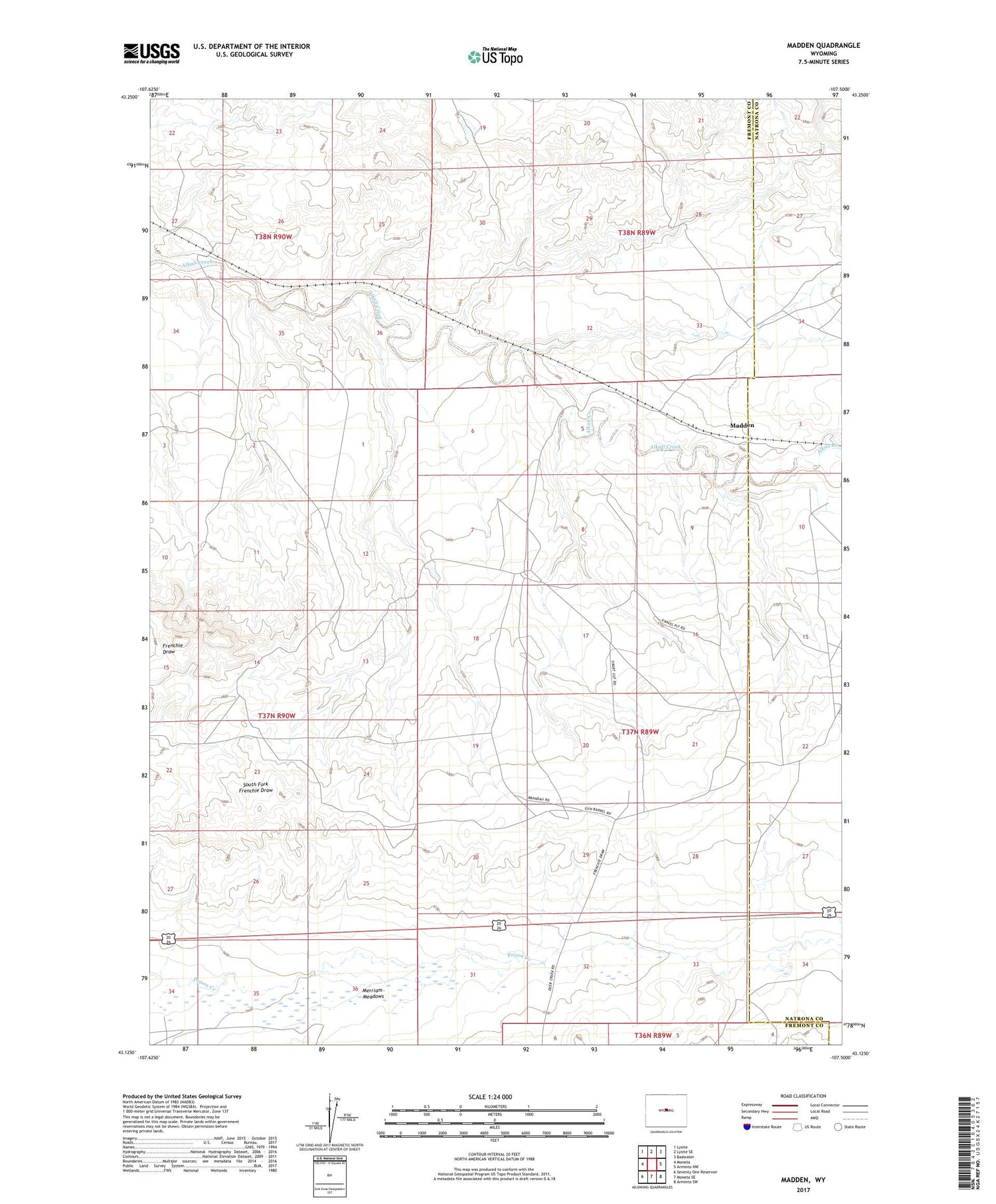 Madden Wyoming US Topo Map Image