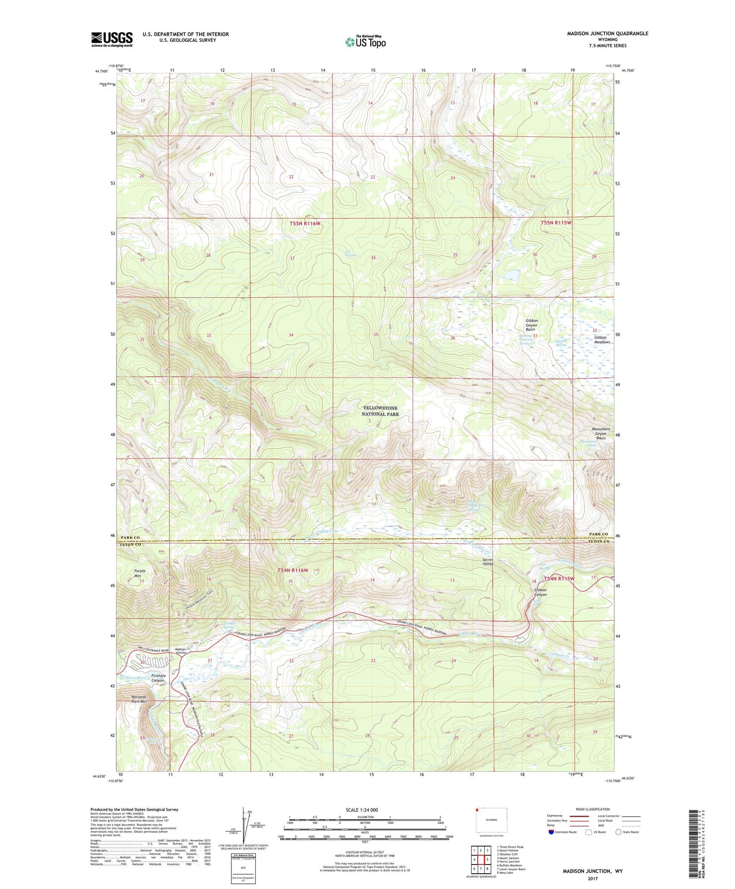 Madison Junction Wyoming US Topo Map Image