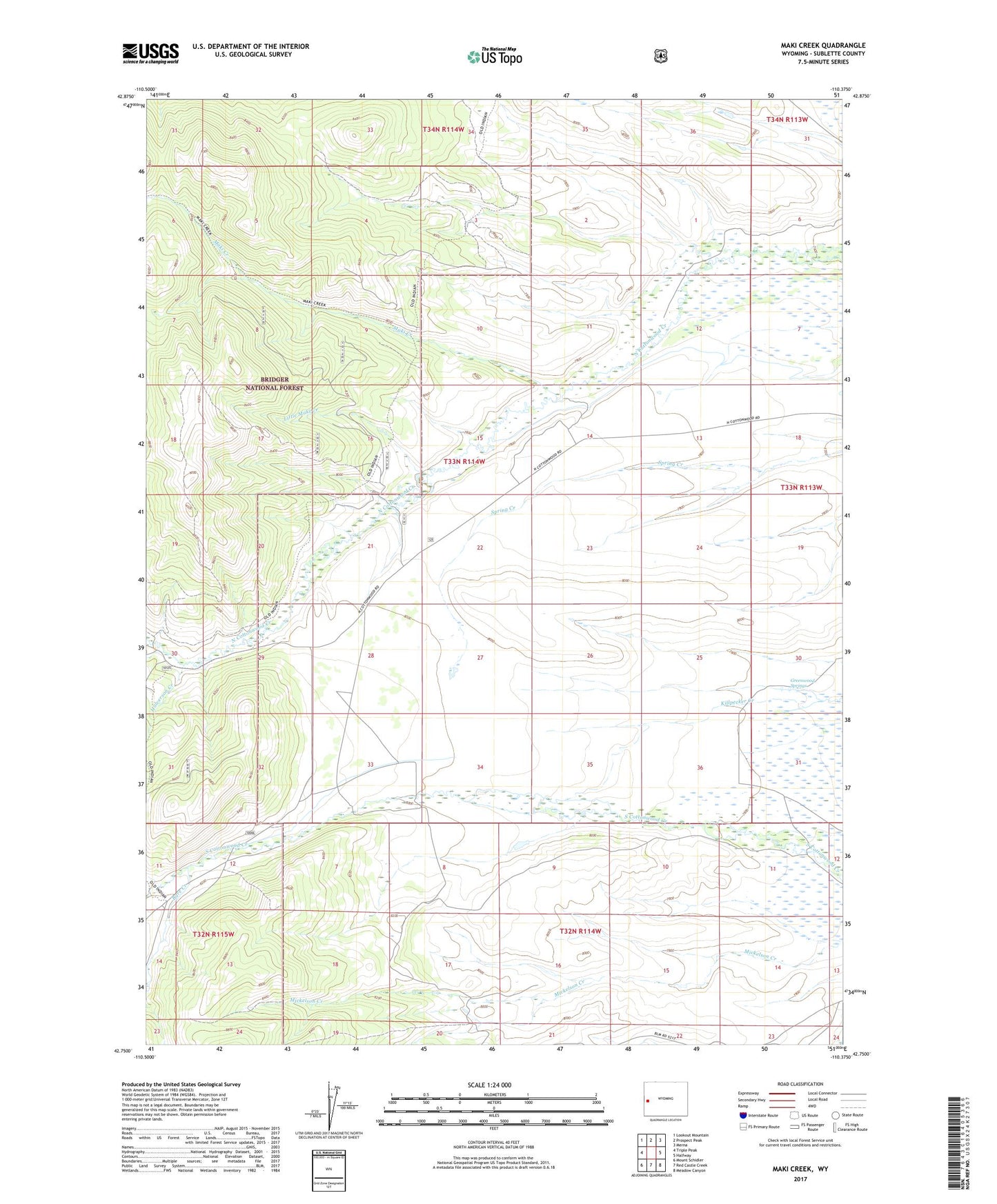 Maki Creek Wyoming US Topo Map Image