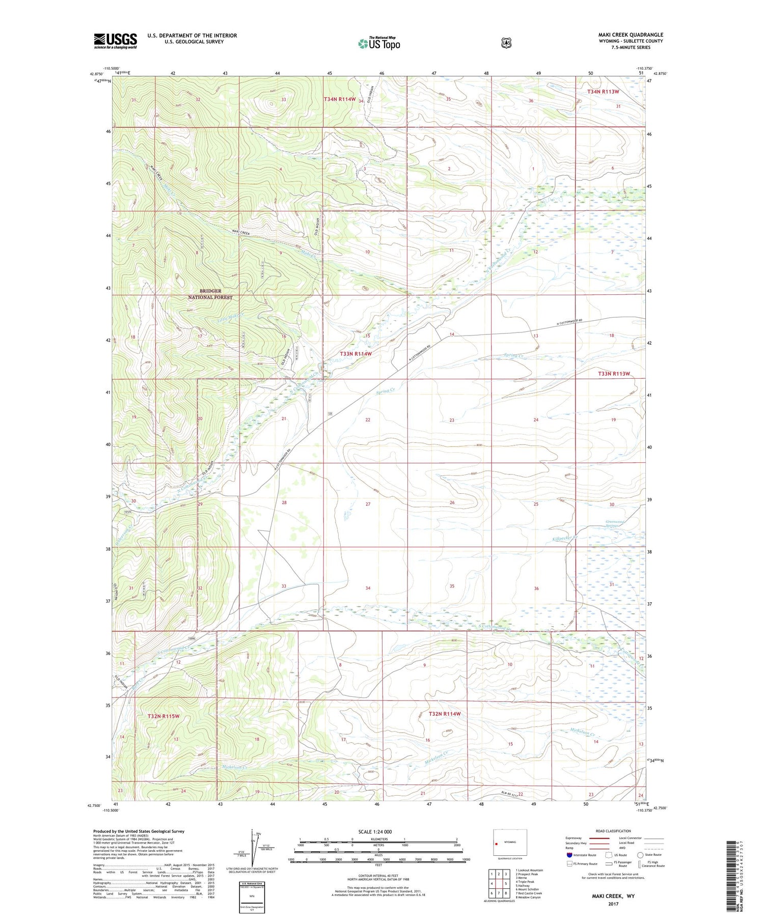 Maki Creek Wyoming US Topo Map Image