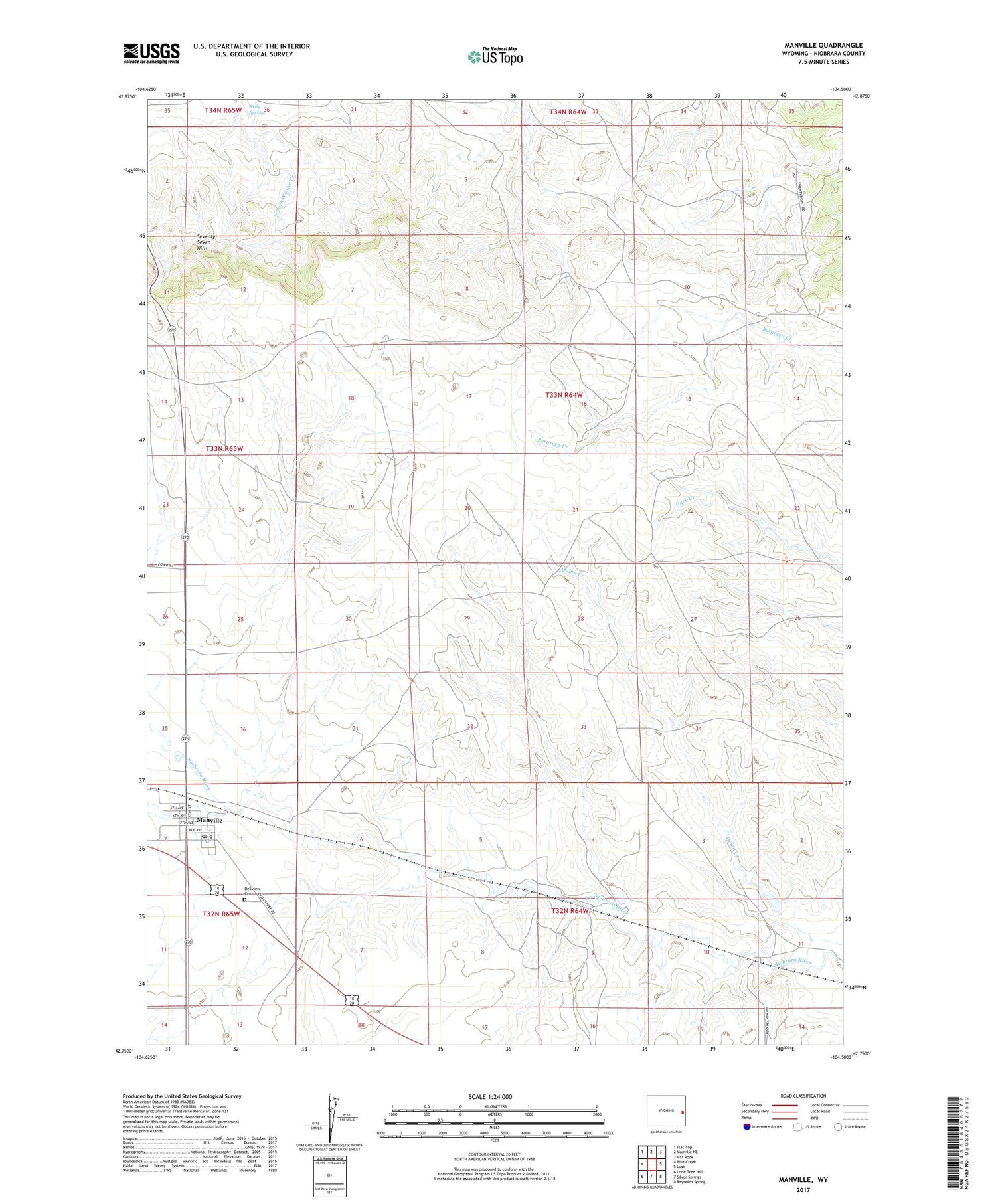 Manville Wyoming US Topo Map Image