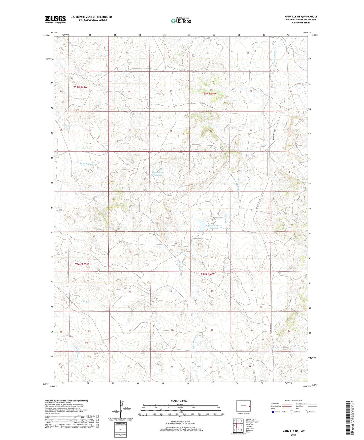 Manville NE Wyoming US Topo Map Image