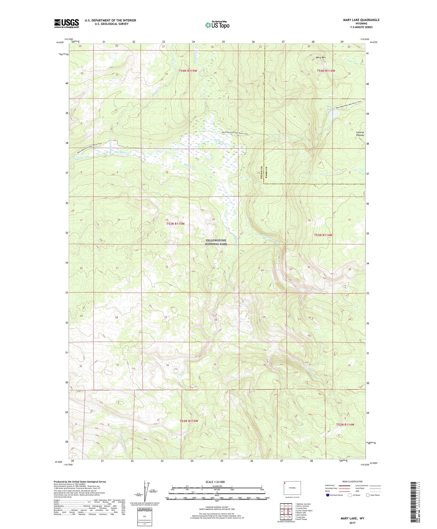 Mary Lake Wyoming US Topo Map Image