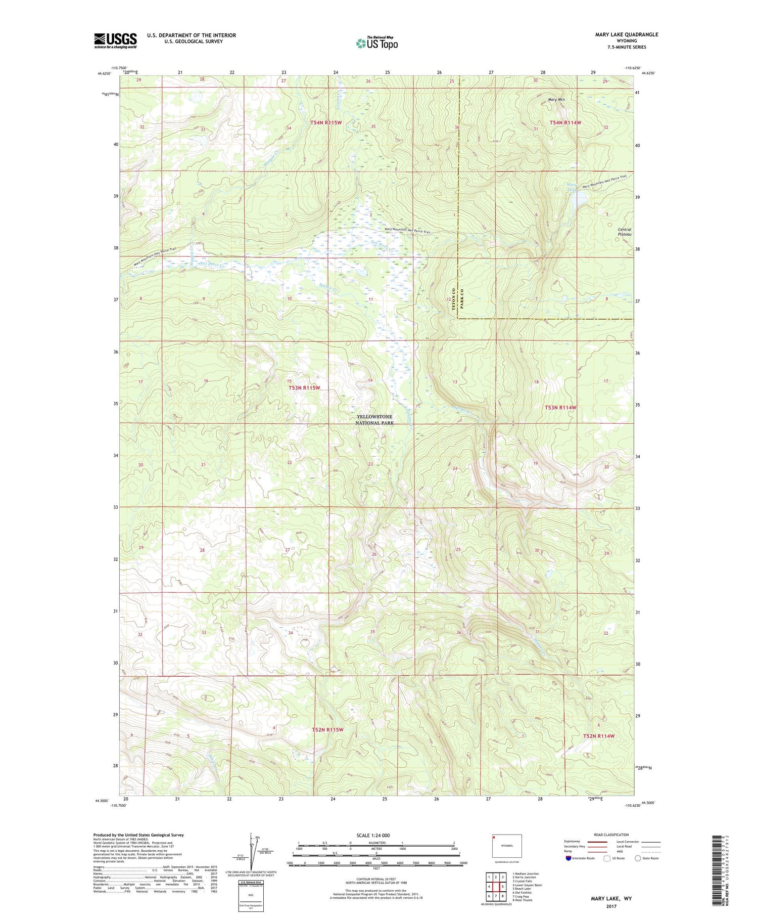Mary Lake Wyoming US Topo Map Image