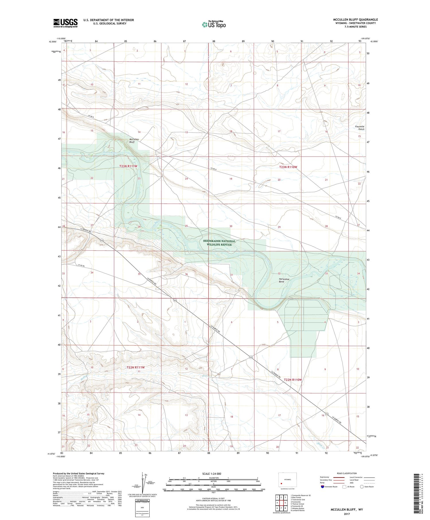 McCullen Bluff Wyoming US Topo Map Image