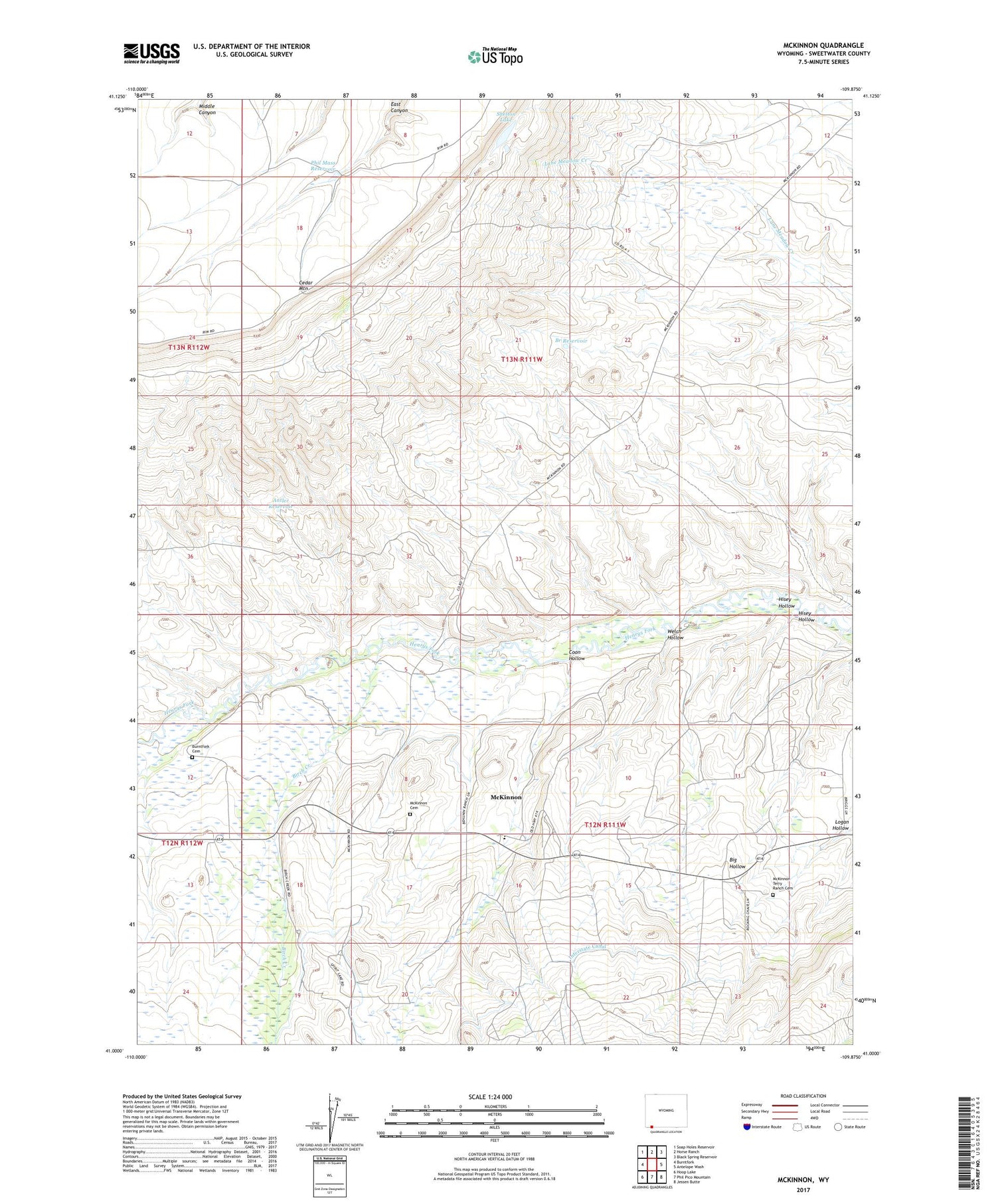 McKinnon Wyoming US Topo Map Image