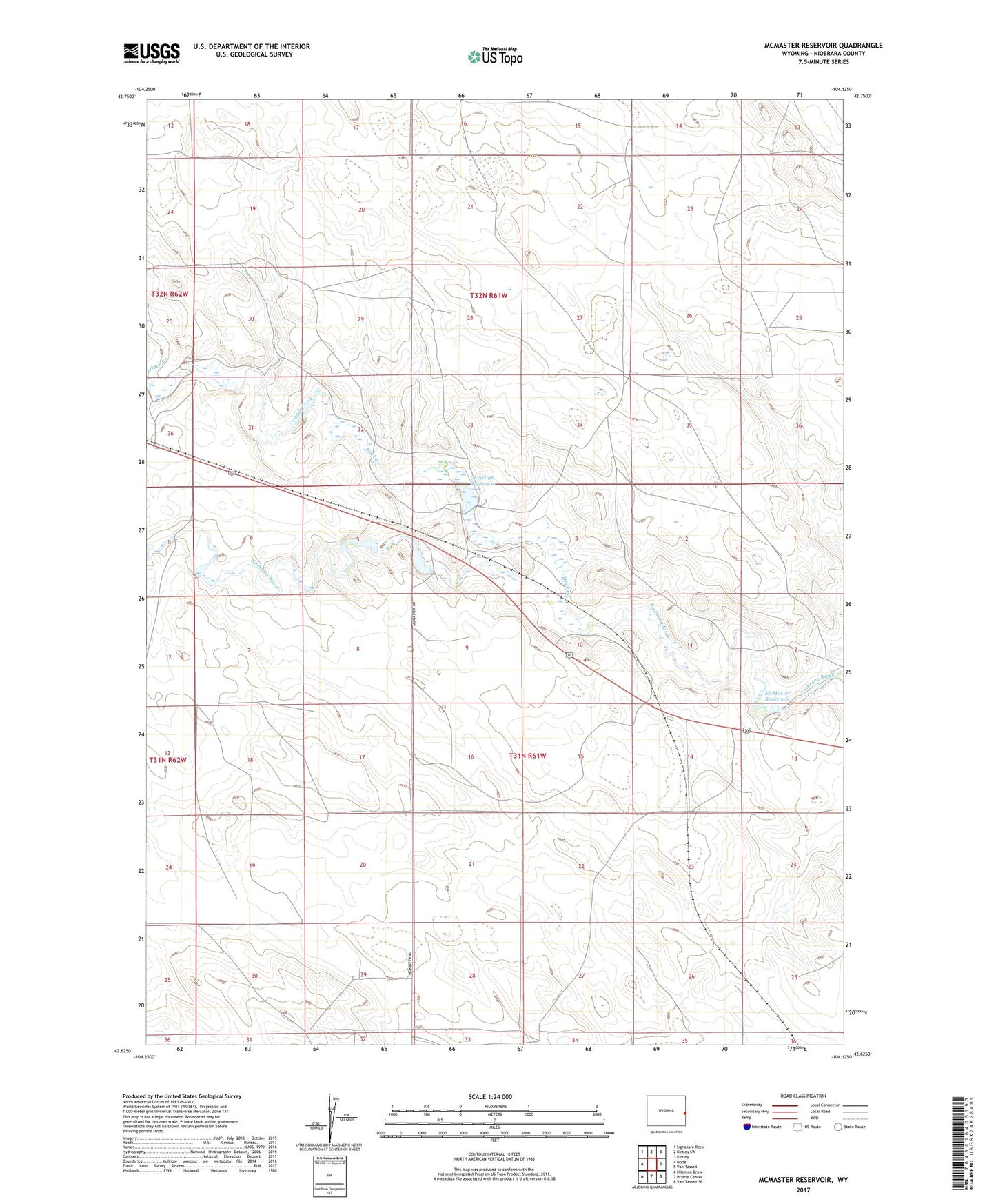 McMaster Reservoir Wyoming US Topo Map Image