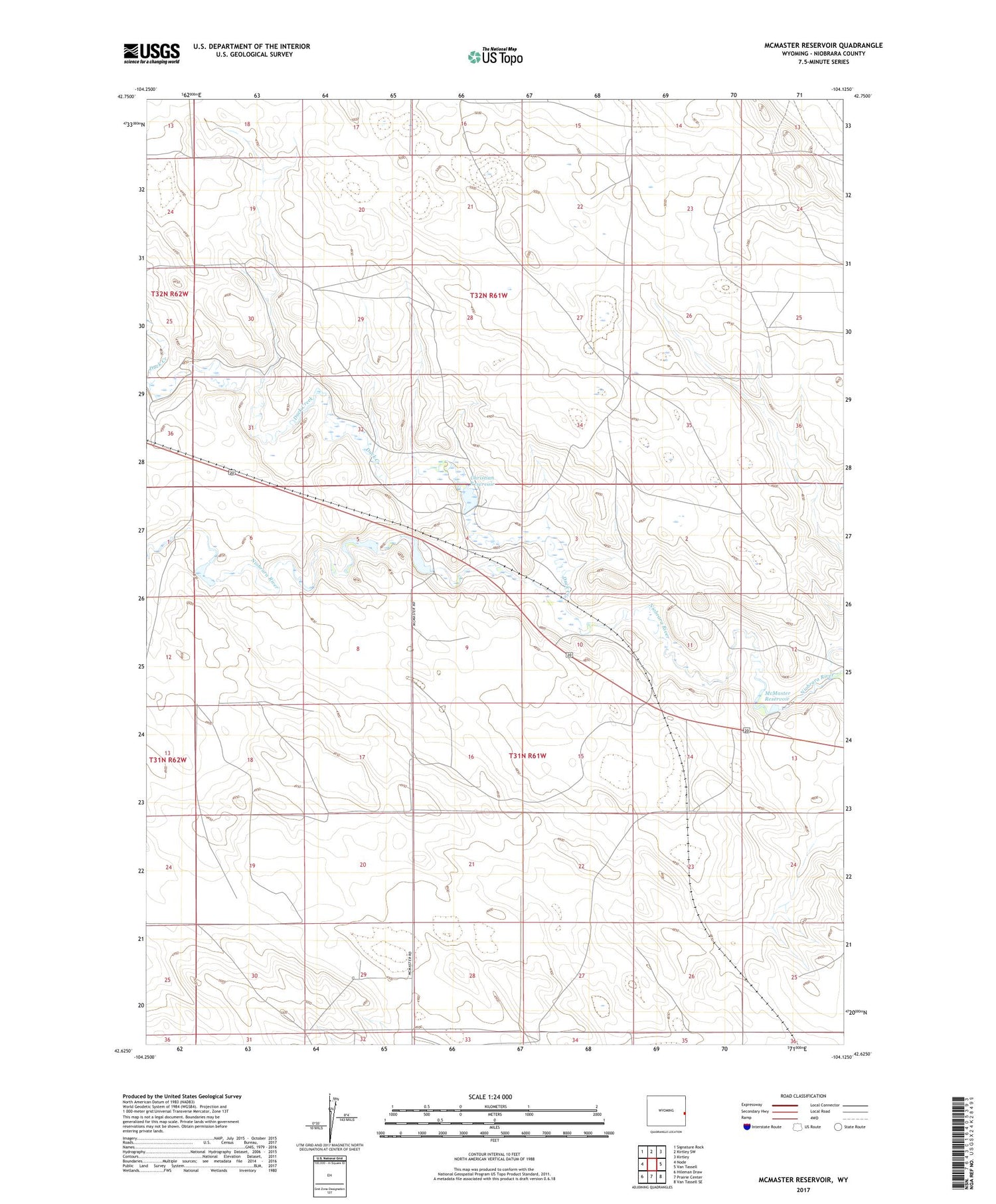 McMaster Reservoir Wyoming US Topo Map Image