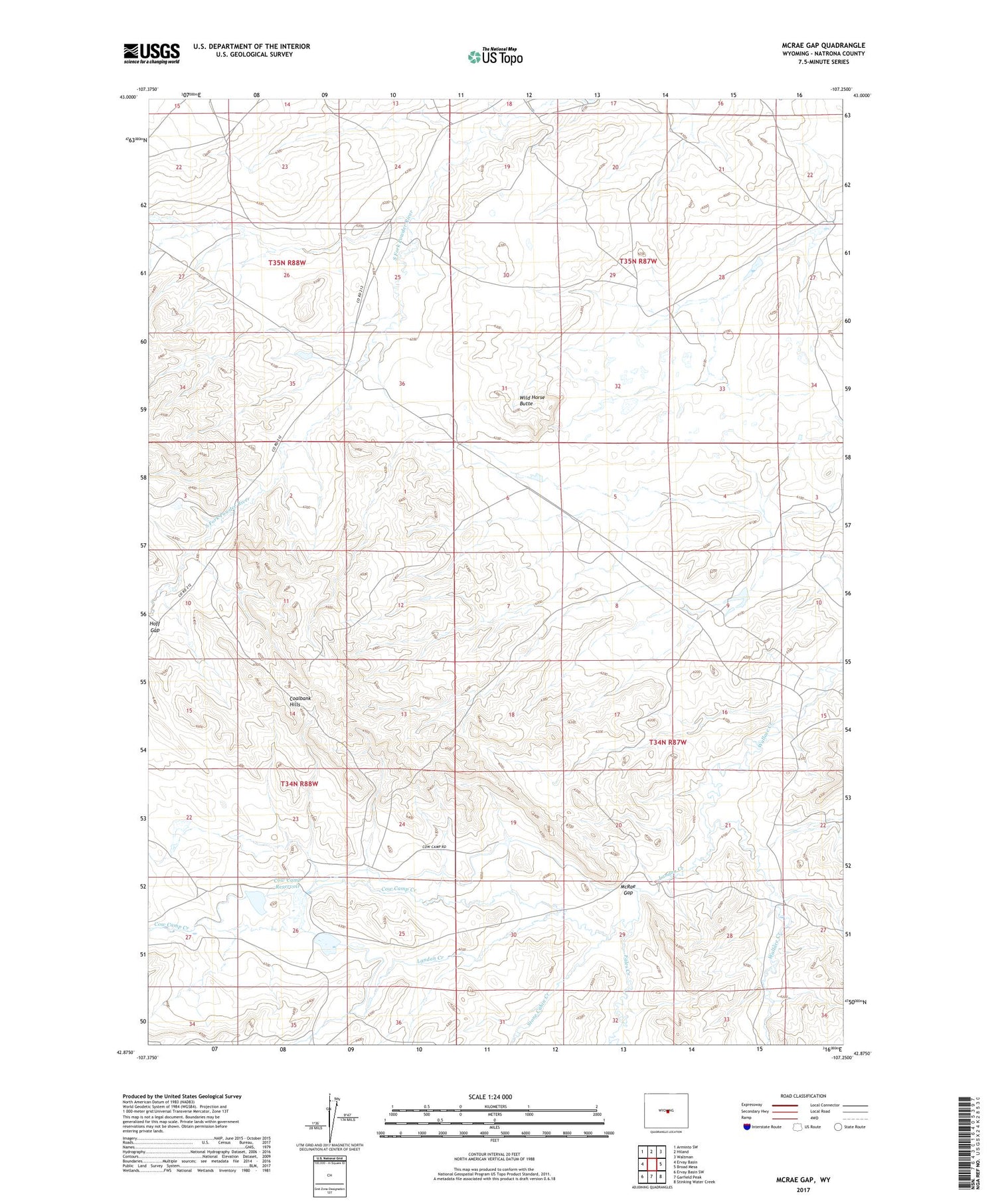 McRae Gap Wyoming US Topo Map Image