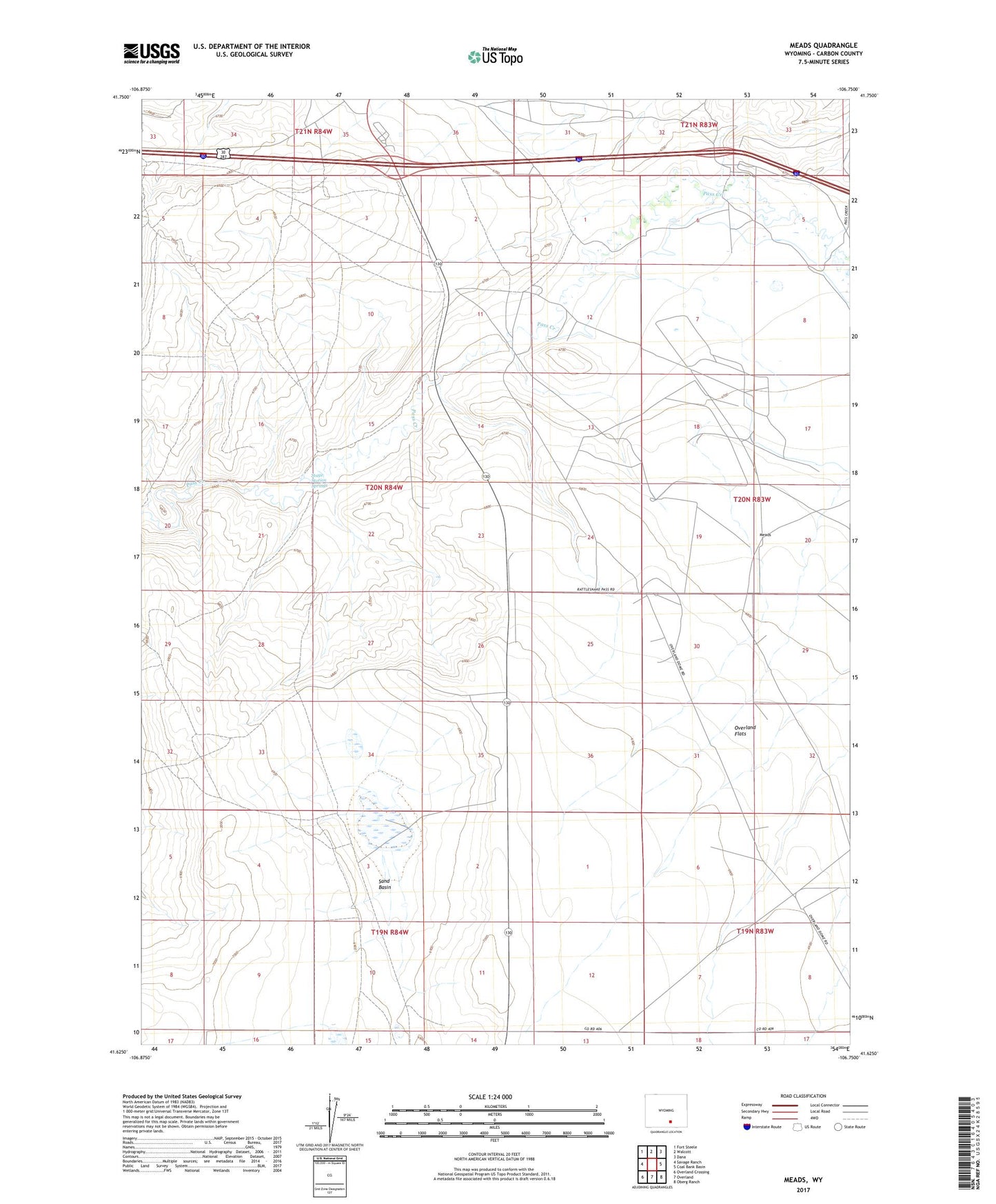 Meads Wyoming US Topo Map Image