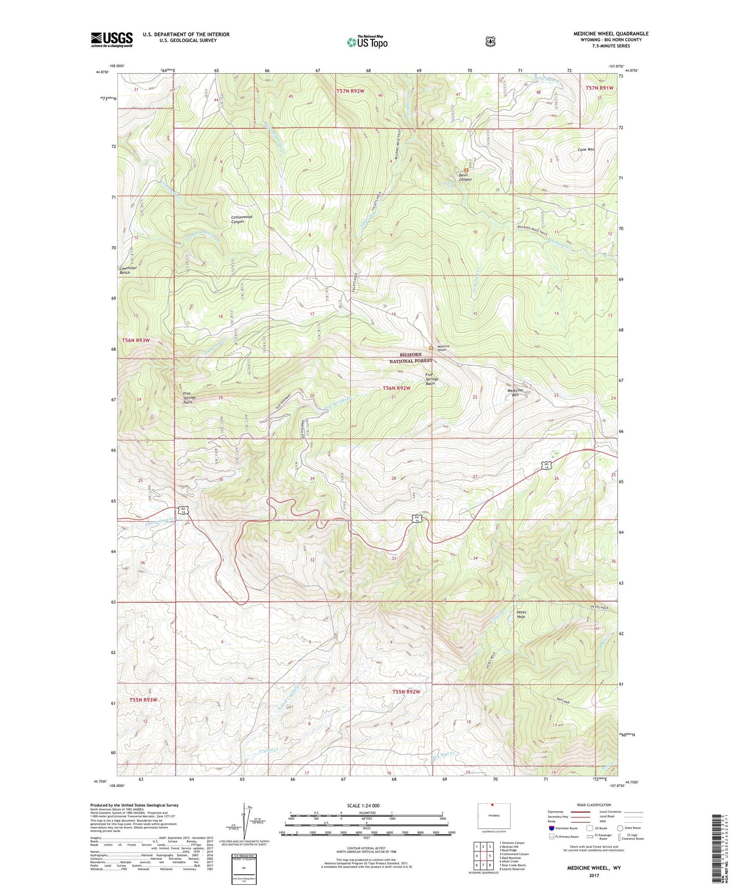 Medicine Wheel Wyoming US Topo Map Image