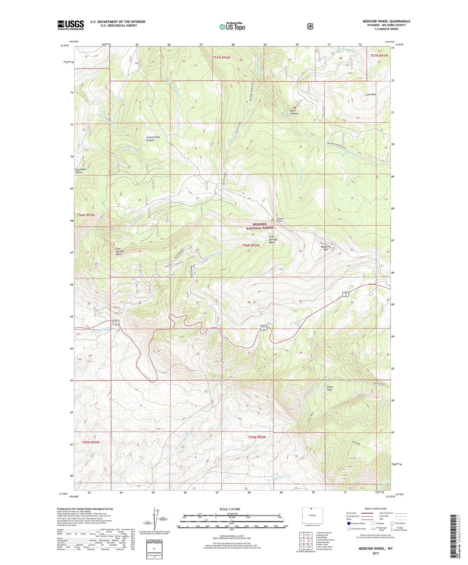 Medicine Wheel Wyoming US Topo Map Image
