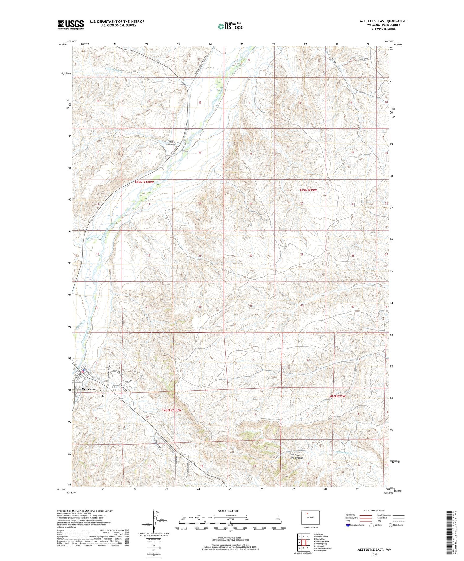 Meeteetse East Wyoming US Topo Map Image