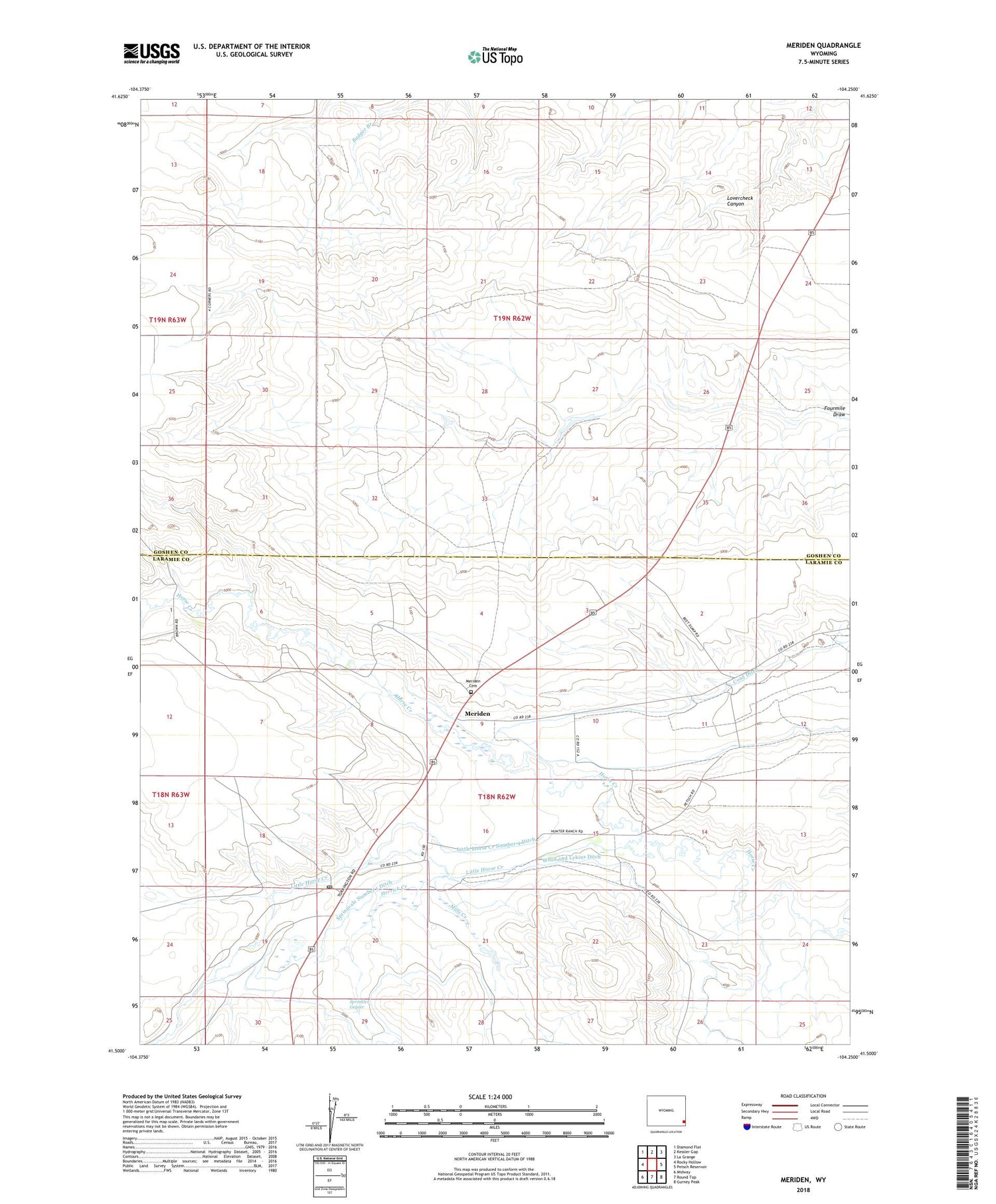 Meriden Wyoming US Topo Map Image