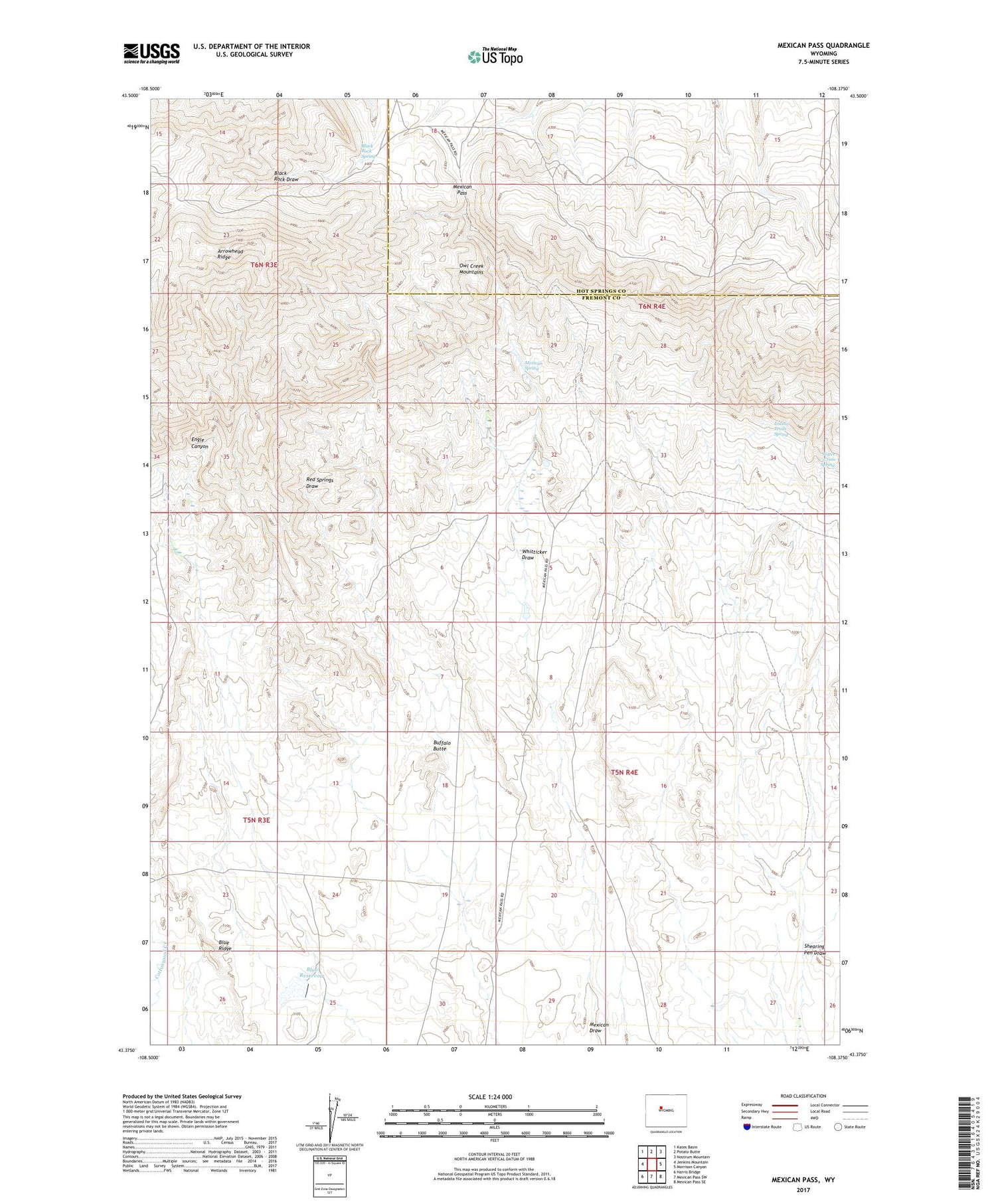 Mexican Pass Wyoming US Topo Map Image
