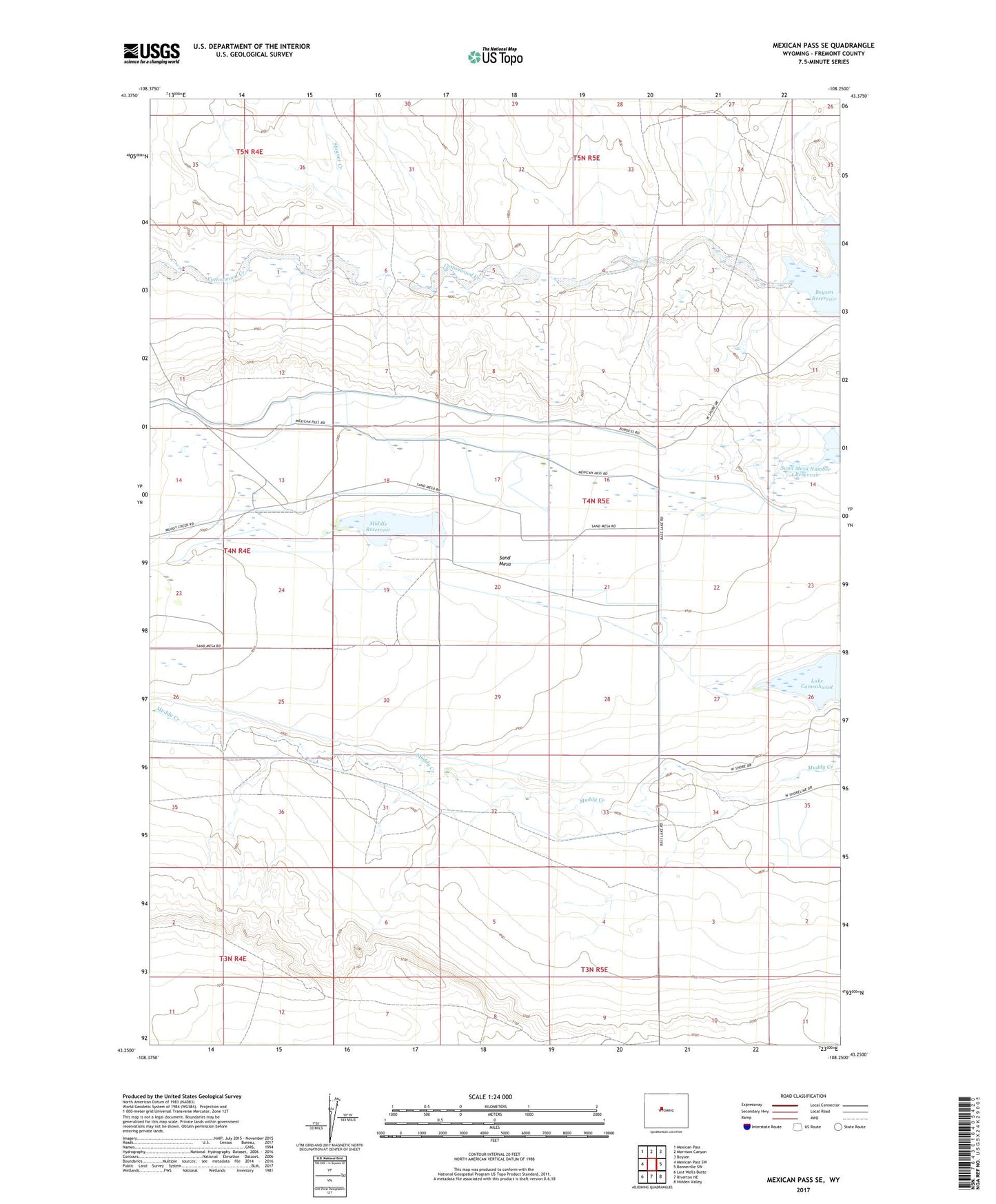 Mexican Pass SE Wyoming US Topo Map Image