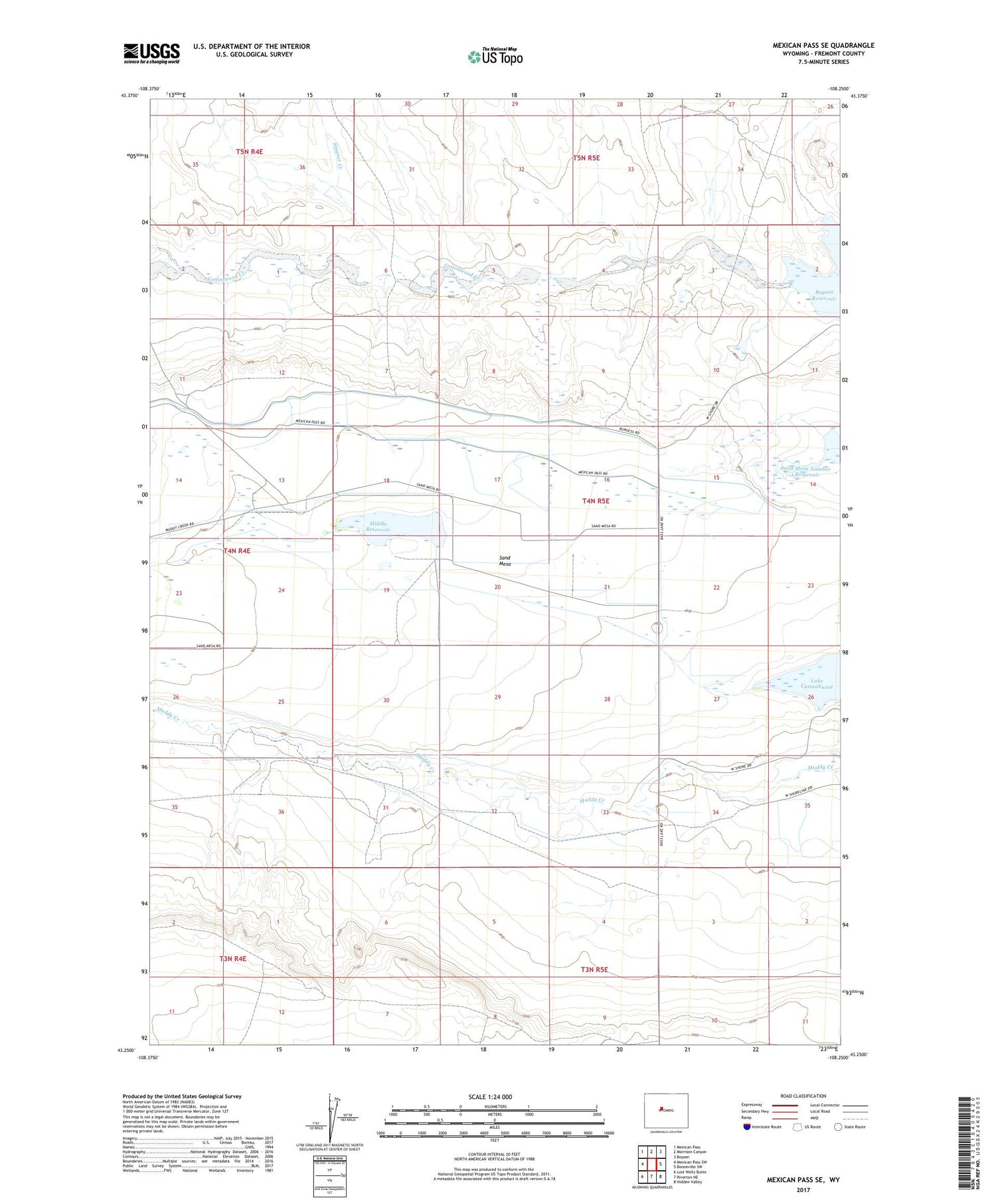 Mexican Pass SE Wyoming US Topo Map Image