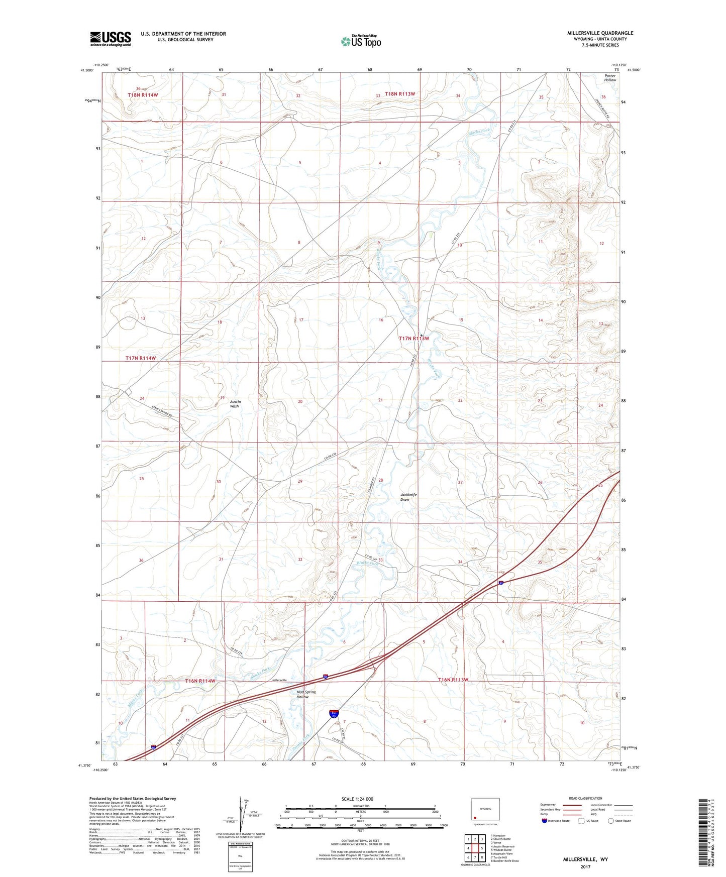 Millersville Wyoming US Topo Map Image